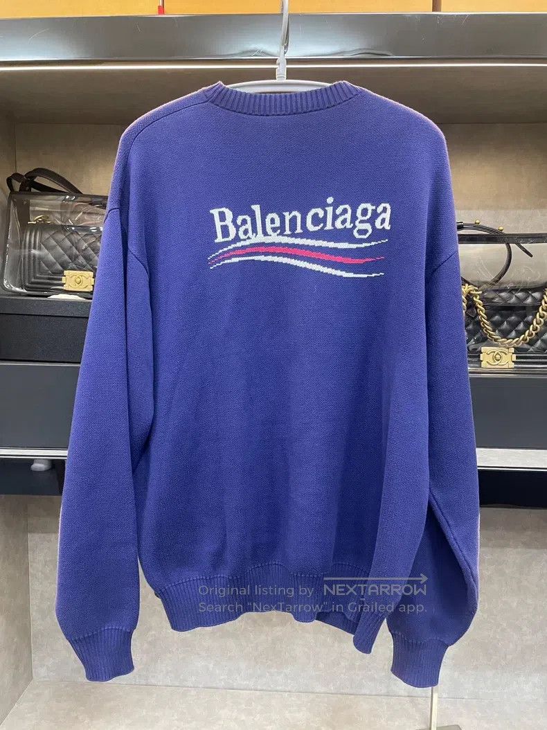 Balenciaga Balenciaga Solid Color Logo Embroidered Crew Neck Knit Lon Size US XS / EU 42 / 0 - 1 Thumbnail