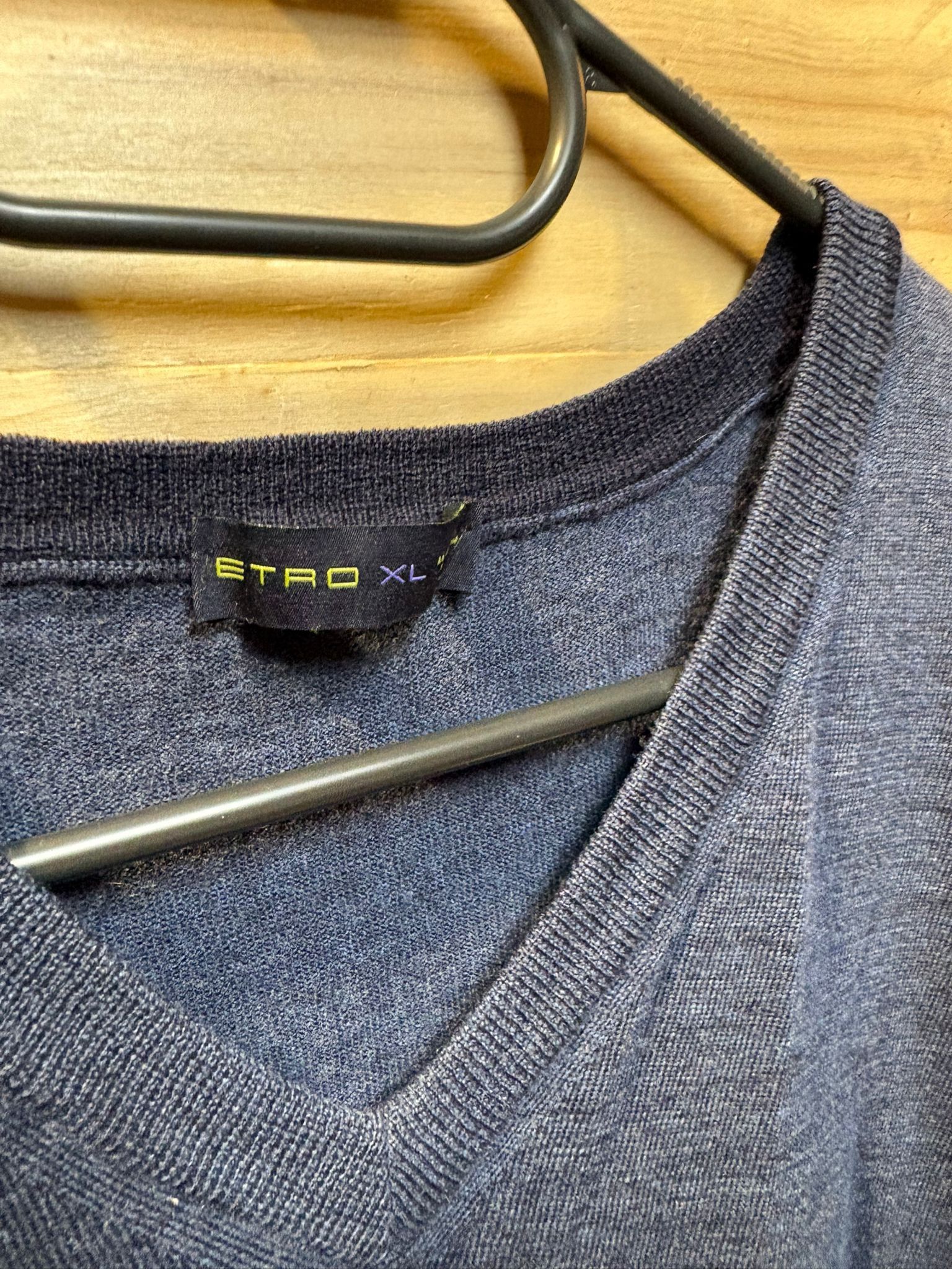 Etro ETRO Navy V-Neck Wool Sweater XL Made in Italy Size US XL / EU 56 / 4 - 6 Thumbnail