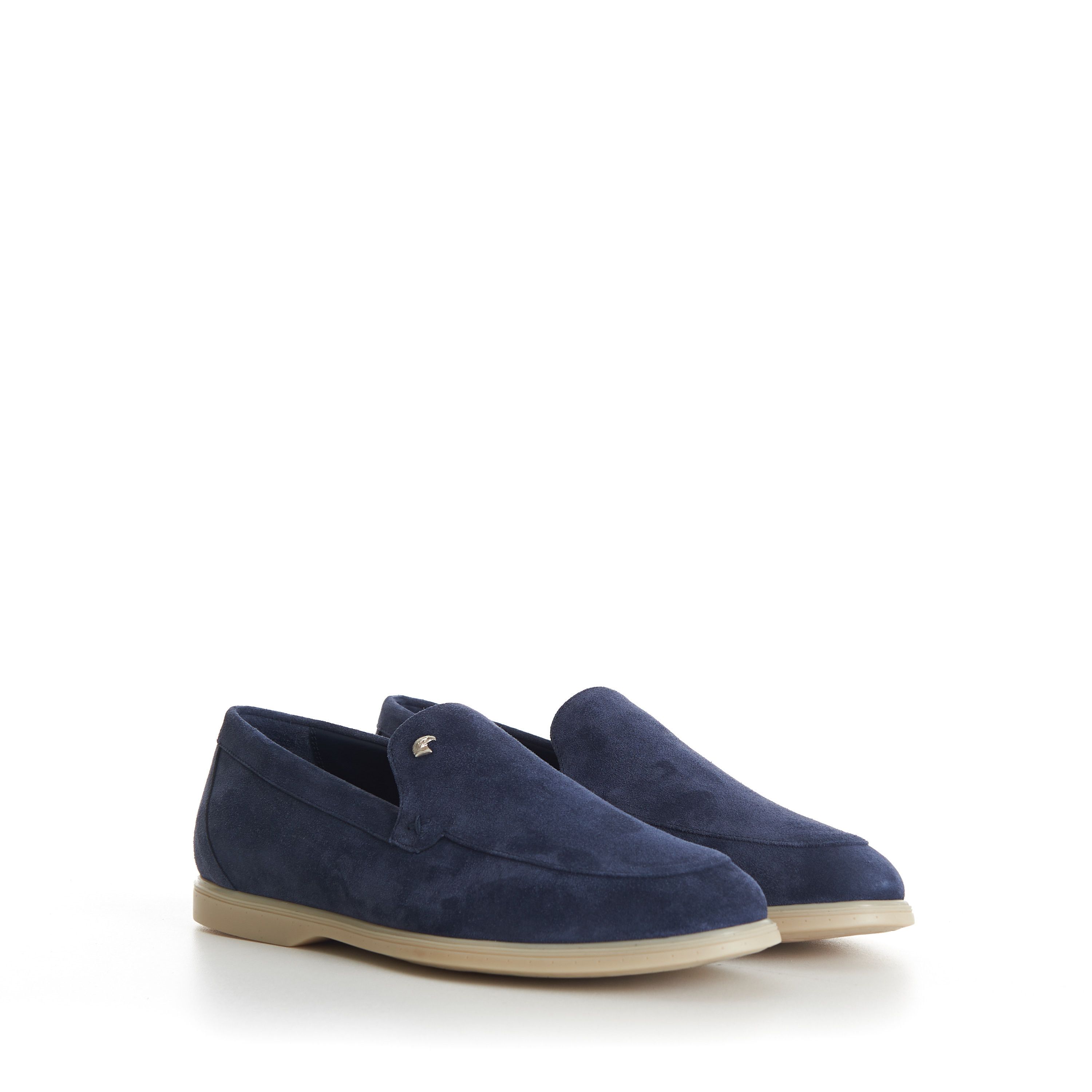 Blue Suede Slip-On Loafer - Eagle Head Application