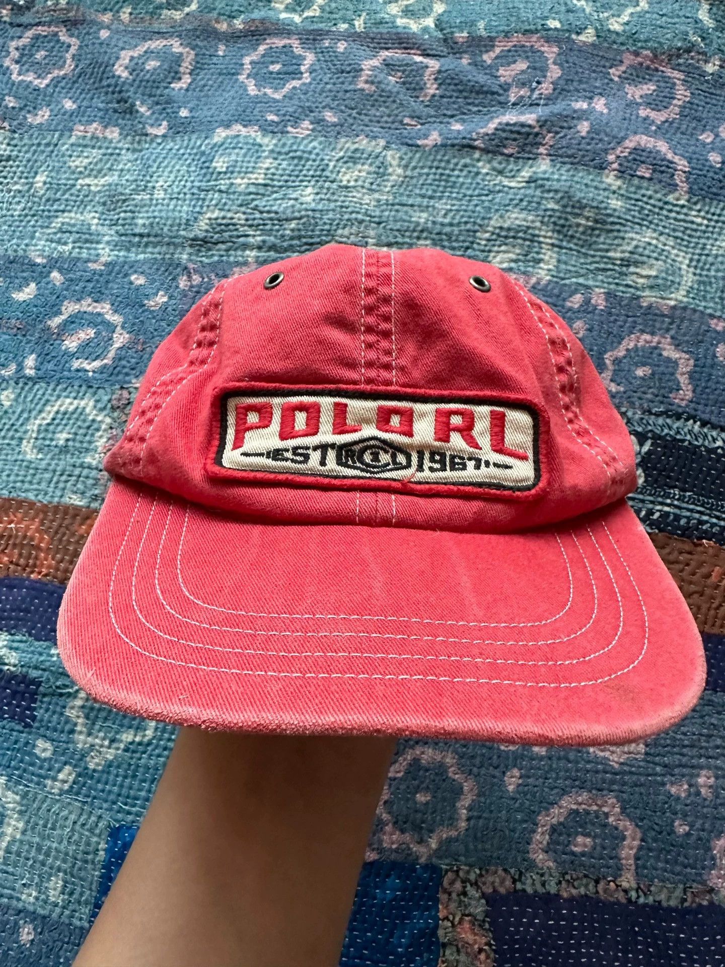 Polo Ralph Lauren RL Washed Distressed Light Pink Leather Cord Cap 90s Taiwan Size ONE SIZE - 1 Thumbnail