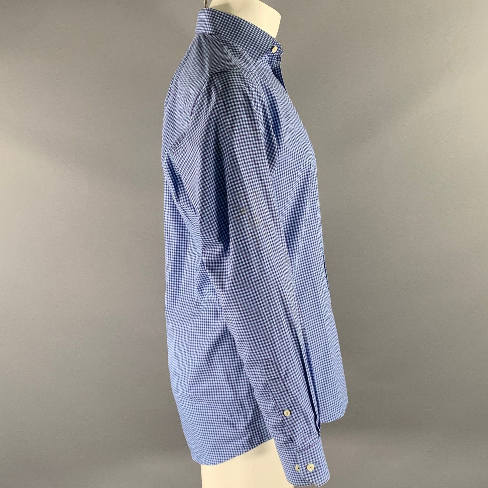 Eton ETON Size S Blue Purple Gingham Cotton Long Sleeve Shirt Size US S / EU 44-46 / 1 - 3 Thumbnail