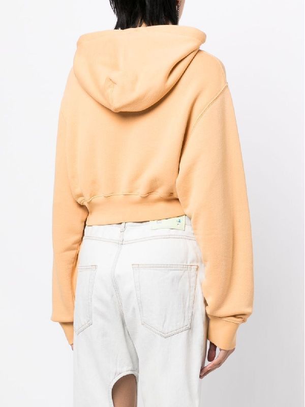 Off-White o1gr1nt0425 70S Type Logo Sup Crop Hoodie in Sand Size XL / US 12-14 / IT 48-50 - 4 Thumbnail