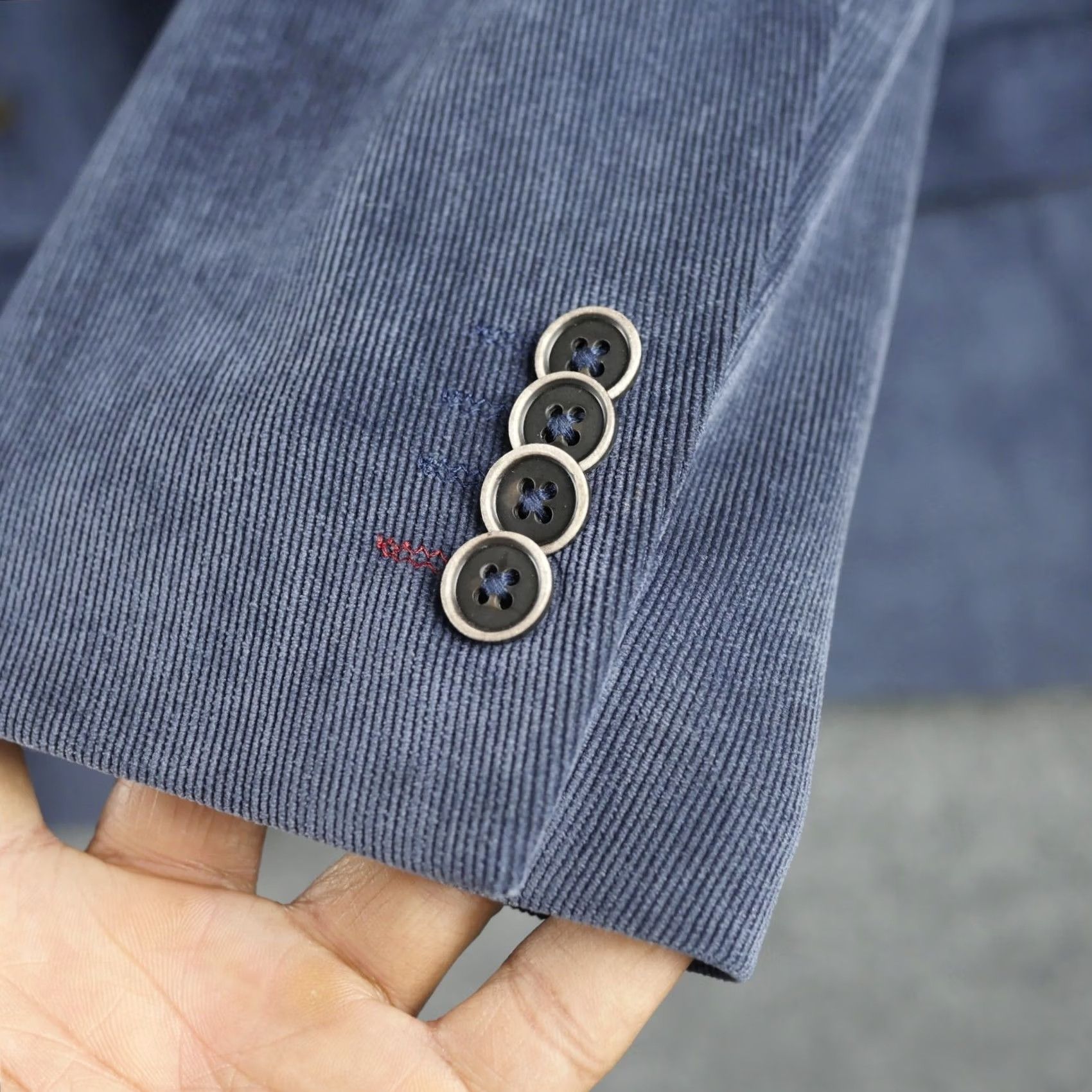 English Laundry English Laundry Blazer Mens 2X Blue Corduroy Suit Jacket Elbow Patches Size 48R - 5 Thumbnail