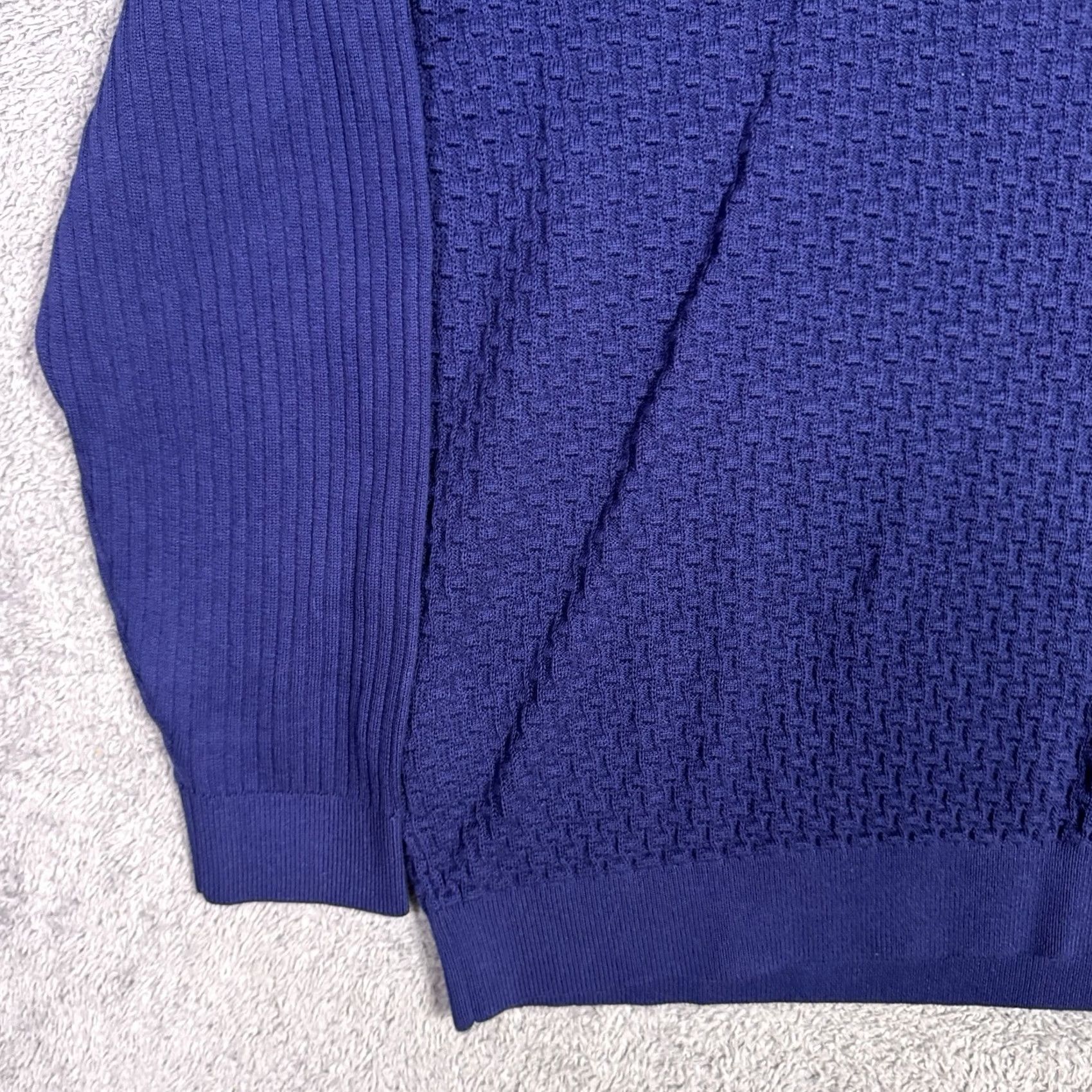 Tommy Bahama Tommy Bahama Sweater Mens XL Sandbar Mock Pullover Knit Ribbed Sandbar Pullover Knit Geometric Pattern Casual Mens XL Blue Size US XL / EU 56 / 4 - 3 Thumbnail