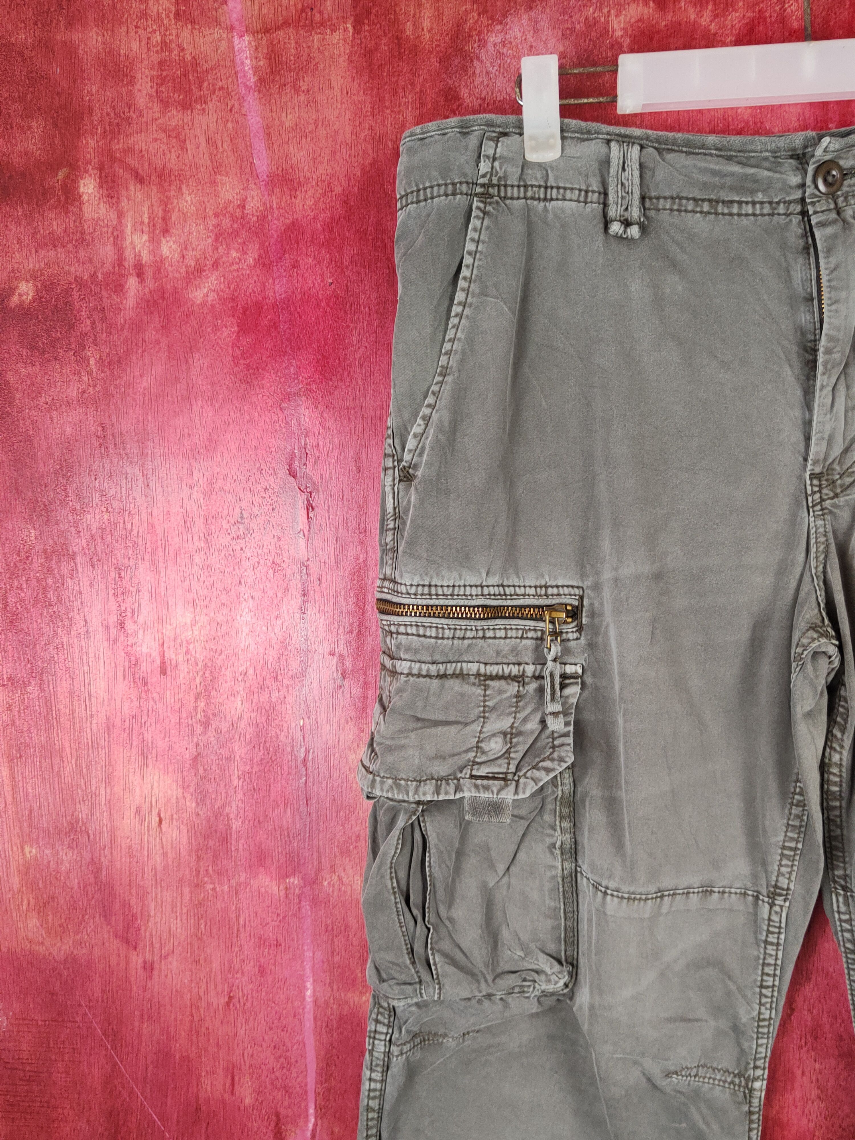 Faded Glory Uniqlo Gray Faded Multipocket Tactical Cargo Pants #S1340 Size US 35 - 3 Thumbnail