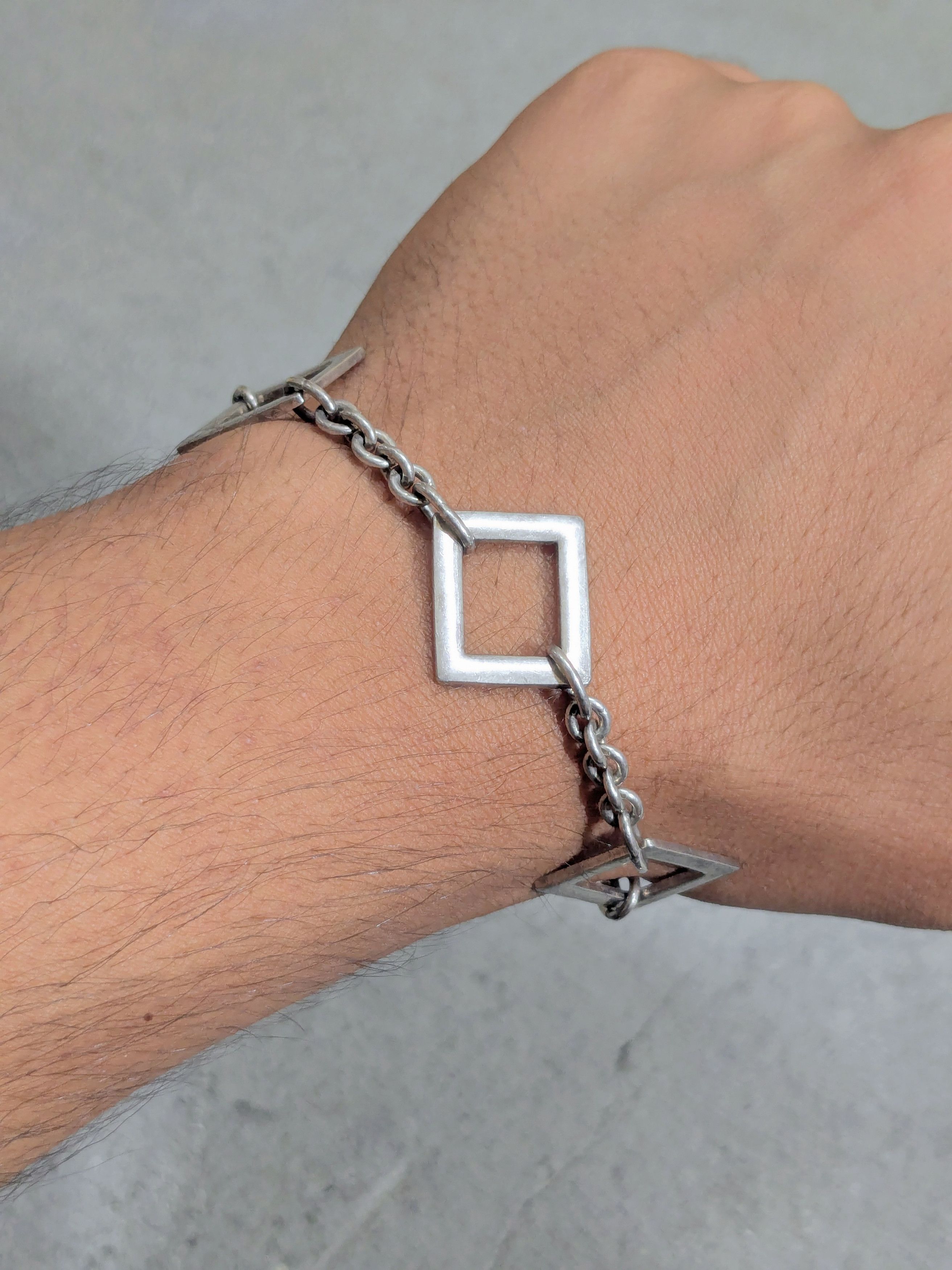 Sterling Silver Vintage Sterling Silver Bracelet Square Chain Size ONE SIZE - 9 Thumbnail