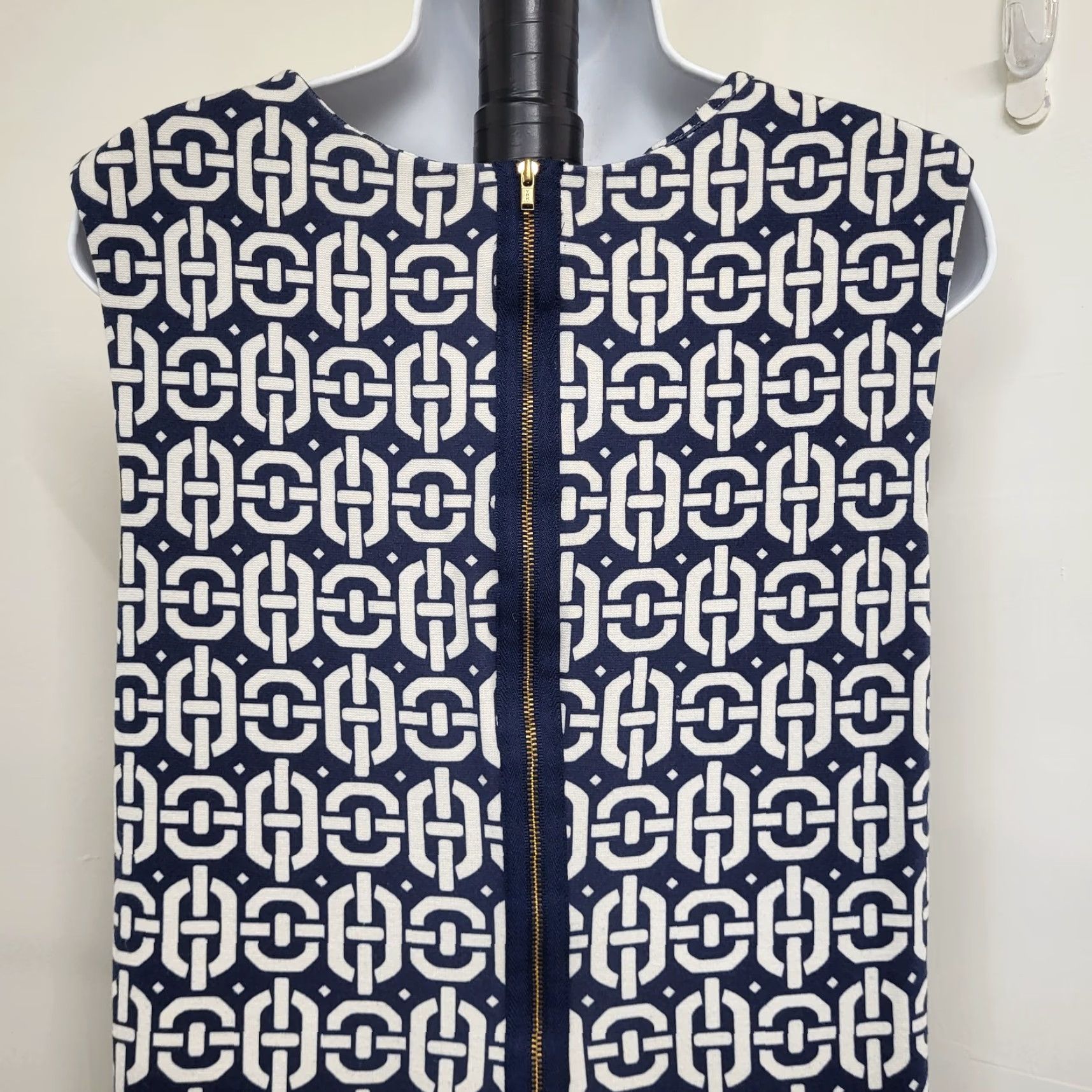Banana Republic Banana Republic Dress Women’s 14 Blue Geo Print Sheath Rear Zip Back Ponte Dress Size XL / US 12-14 / IT 48-50 - 5 Thumbnail