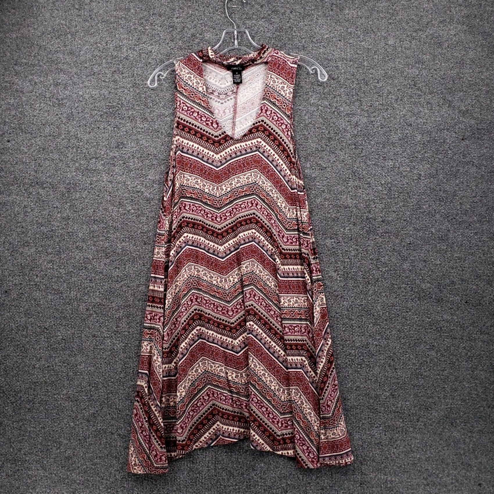 Vintage Rue21 Dress Womens M Medium Red Tank Fair Isle Keyhole Neck Sleeveless Casual Size M / US 6-8 / IT 42-44 - 2 Thumbnail
