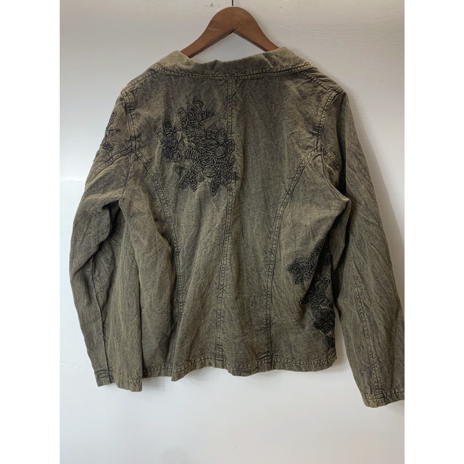 Coldwater Creek Coldwater Creek Womens Jacket Floral Green Cotton Size 14 Button Embroidered Size XL / US 12-14 / IT 48-50 - 2 Thumbnail