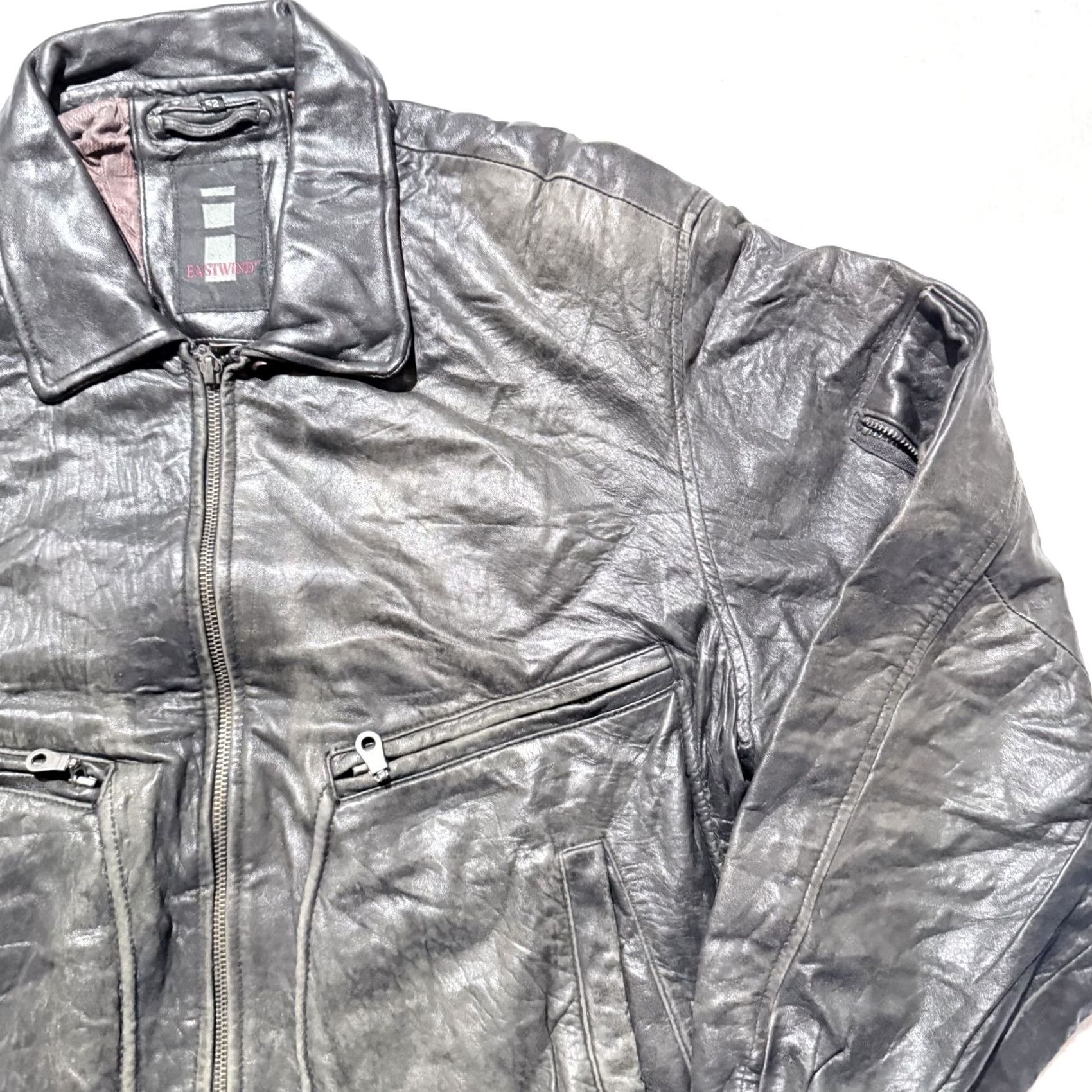 Vintage VINTAGE Eastwind Leather Flight Bomber Jacket Black Retro Zipper Men Size 52 Size US L / EU 52-54 / 3 - 5 Thumbnail