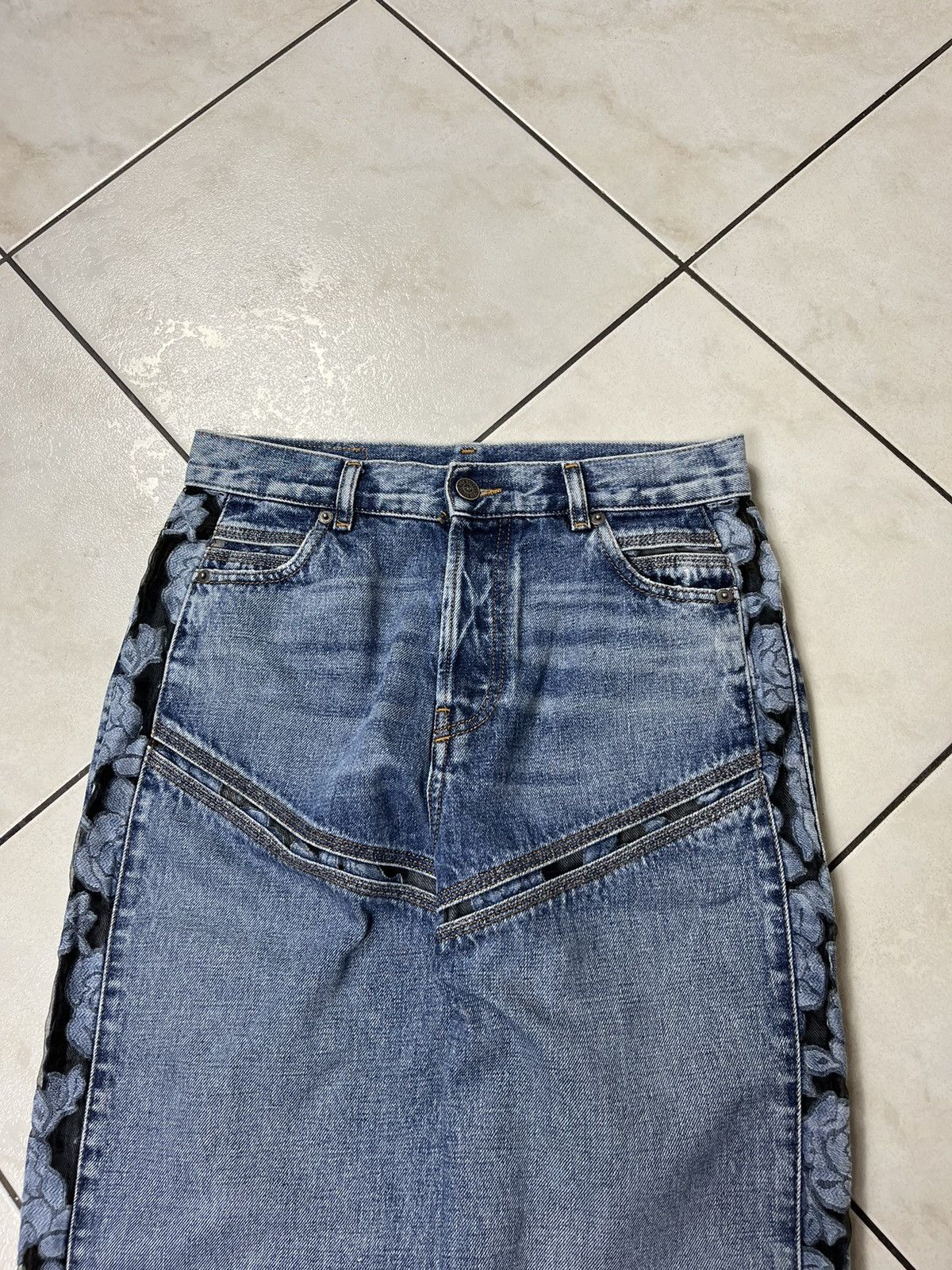 Designer × Diesel Diesel D-Pilut mesh stripe jeans pants washed distressed Size 28" / US 6 / IT 42 - 3 Thumbnail