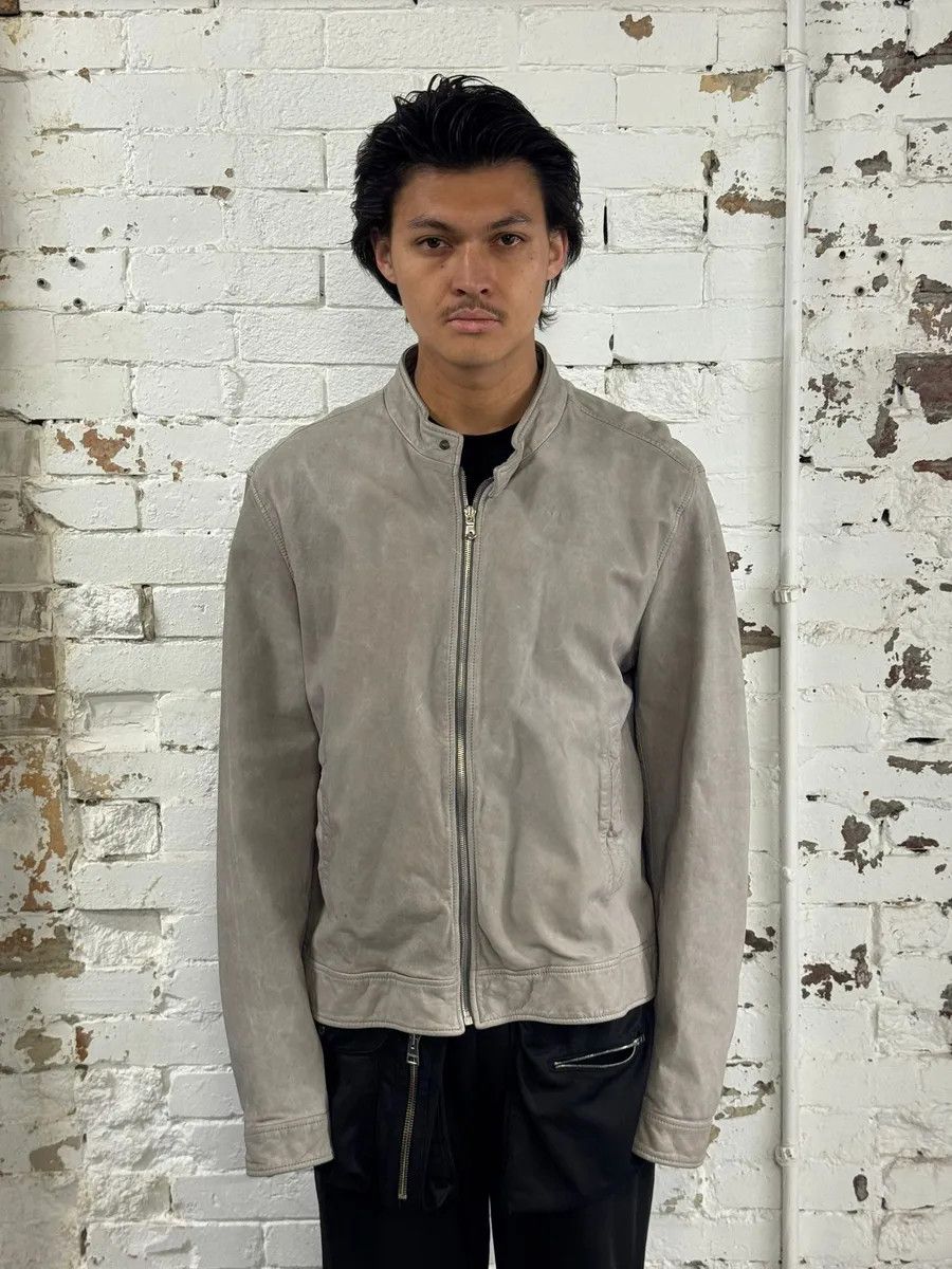 Dolce & Gabbana 2010s Dolce & Gabbana Grey Biker Minimalist Leather Jacket Size US L / EU 52-54 / 3 - 2 Thumbnail