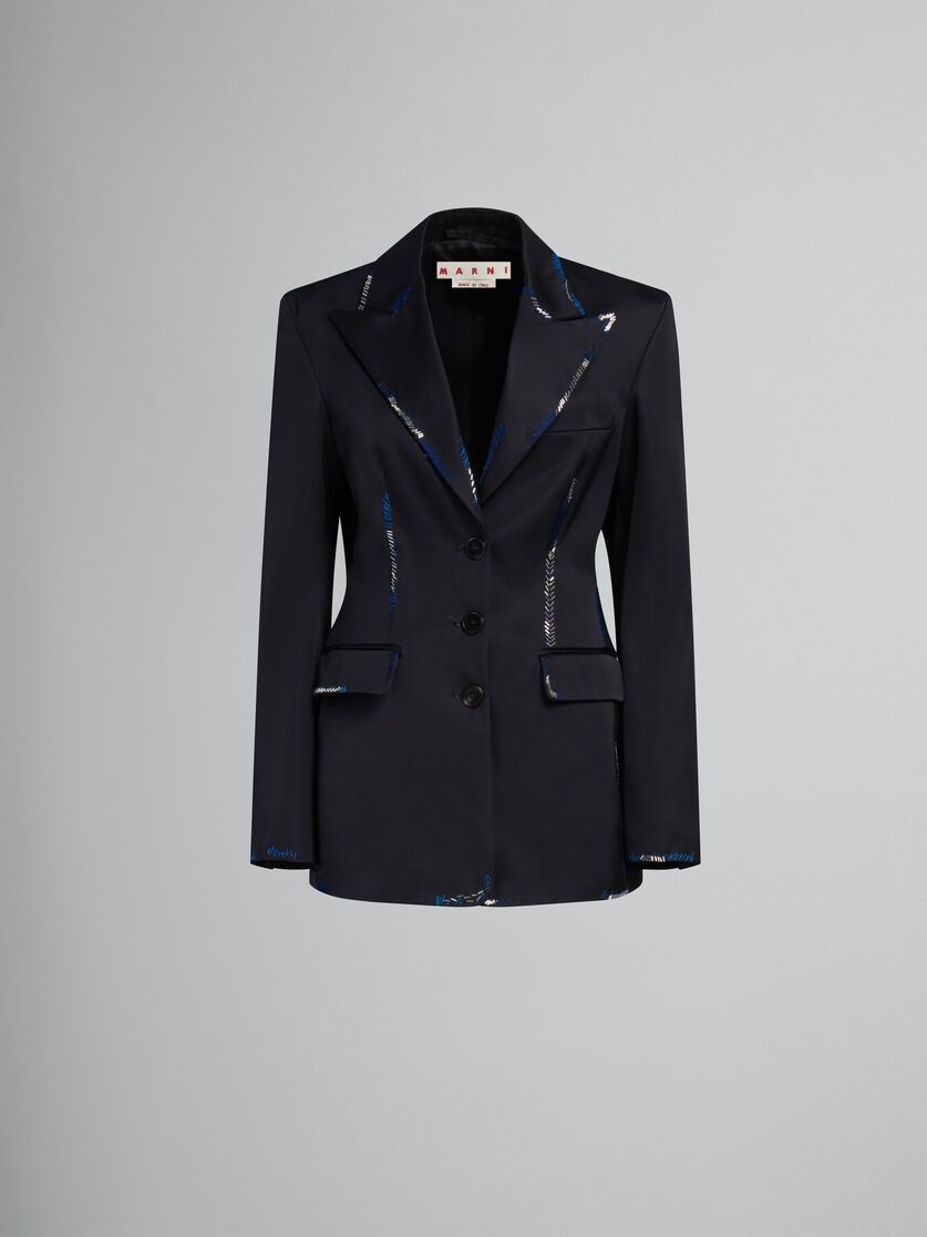 Marni o1w1db10125 Duchesse Satin Jacket in Black Size M / US 6-8 / IT 42-44 - 1 Thumbnail
