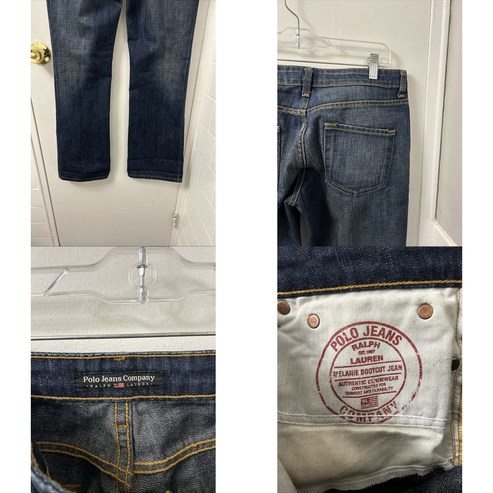 Vintage VTG Polo Jeans Ralph Lauren Womens Bootcut Jeans Melanie Dark Wash 30x31 Denim 100% Cotton Mid Rise Classic 5-Pocket Button Closure Size 30" / US 8 / IT 44 - 8 Thumbnail