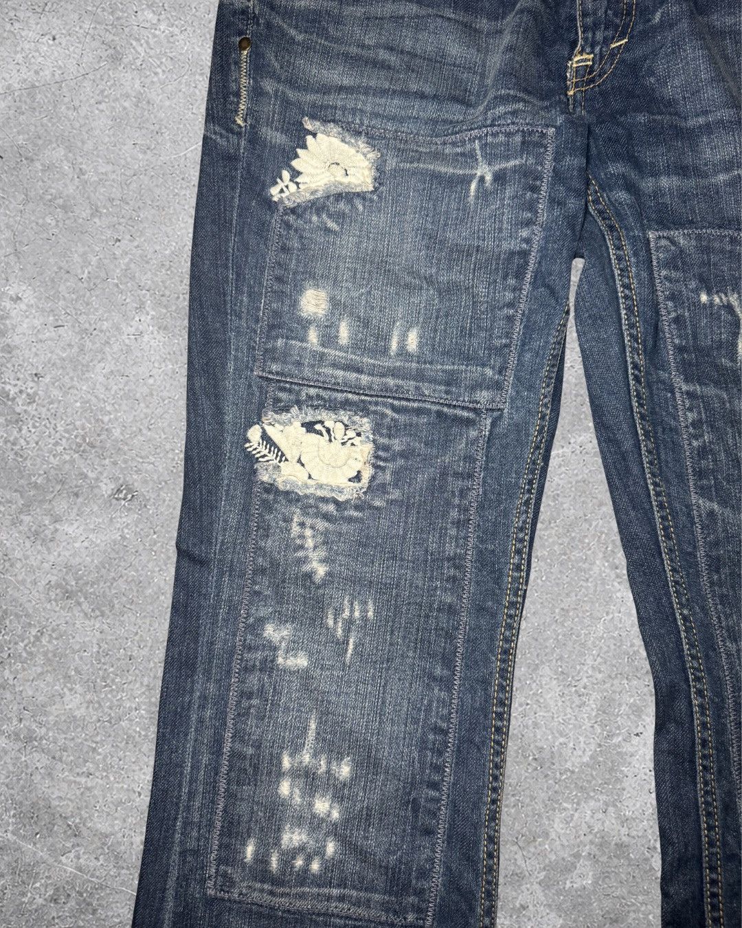 Ben Taverniti Unravel Project Vintage Taverniti Peggy Patch Distressed Grunge Jeans Size US 32 / EU 48 - 3 Thumbnail