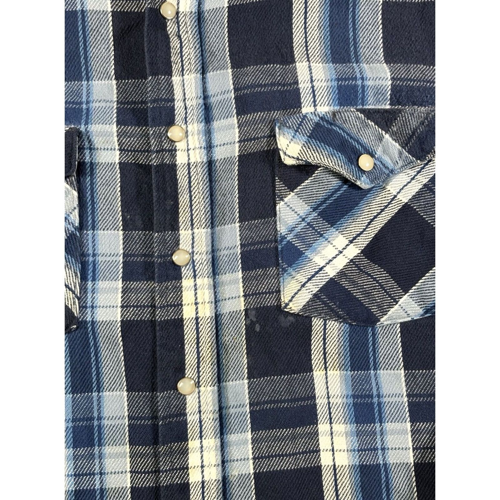 Vintage VINTAGE Prentiss Outdoors Flannel Pearl Snap Shirt Mens Large Blue Plaid Regular Size US L / EU 52-54 / 3 - 5 Thumbnail