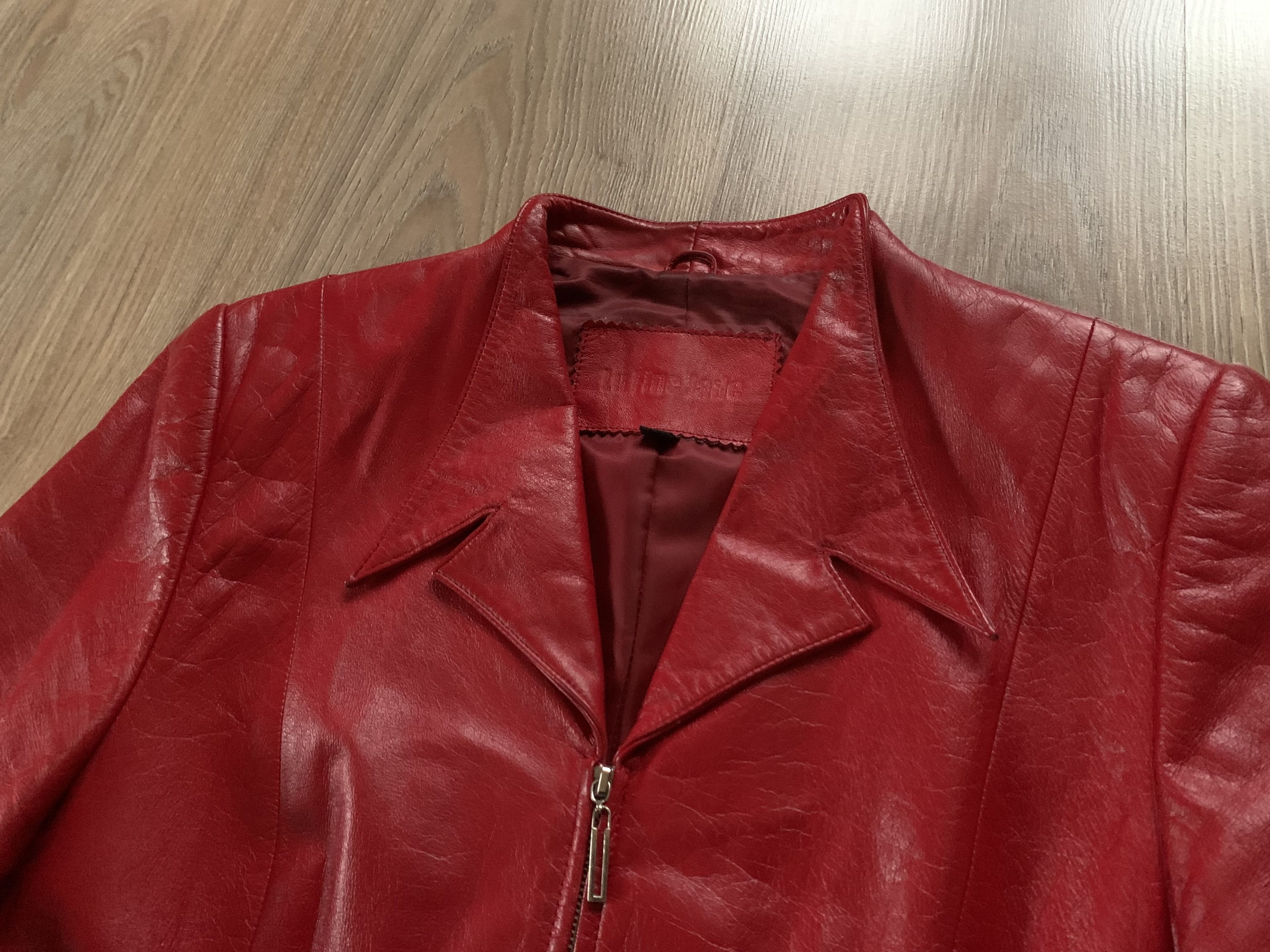 Other Lu Fin Jade Women’s Vintage Red Leather Jacket Size L / US 10 / IT 46 - 6 Thumbnail