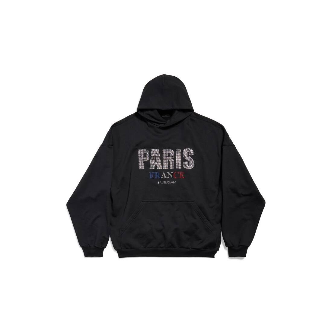 Balenciaga o1s1wg110126 Paris Strass Hoodie Large Fit in Black Size XXS / US 00 / IT 34 - 1 Thumbnail