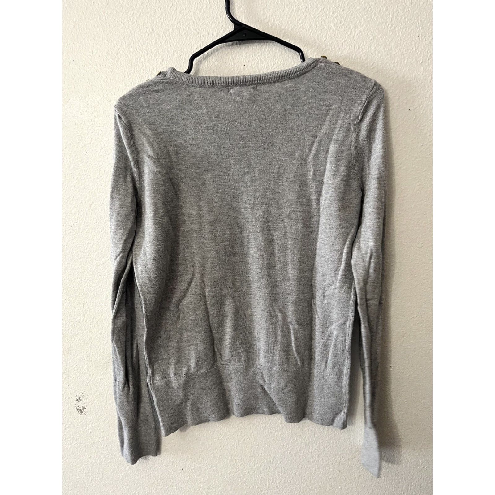 H&M H&M Cable-Knit Sweater Women's Size L Dark Gray Long Sleeve Round Neck with Buttons Size L / US 10 / IT 46 - 3 Thumbnail