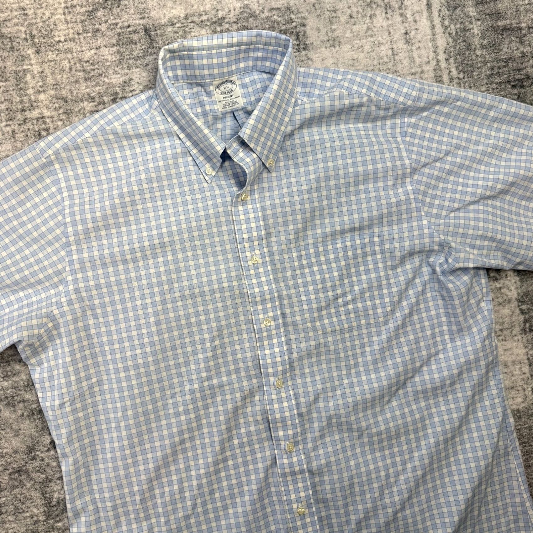 Brooks Brothers Brooks Brothers Shirt Mens 17.5 Blue White Checkered Regent Supima Cotton Preppy Size US XXL / EU 58 / 5 - 2 Thumbnail