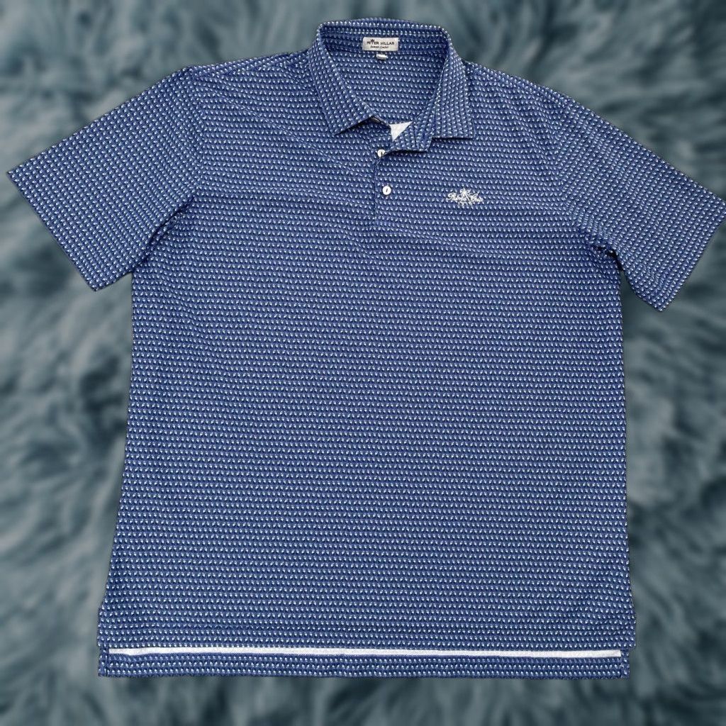 Peter Millar Peter Millar Adult XL Blue Polo All Over Palma Ceia Golf Club Logo Mens Size US XL / EU 56 / 4 - 1 Thumbnail