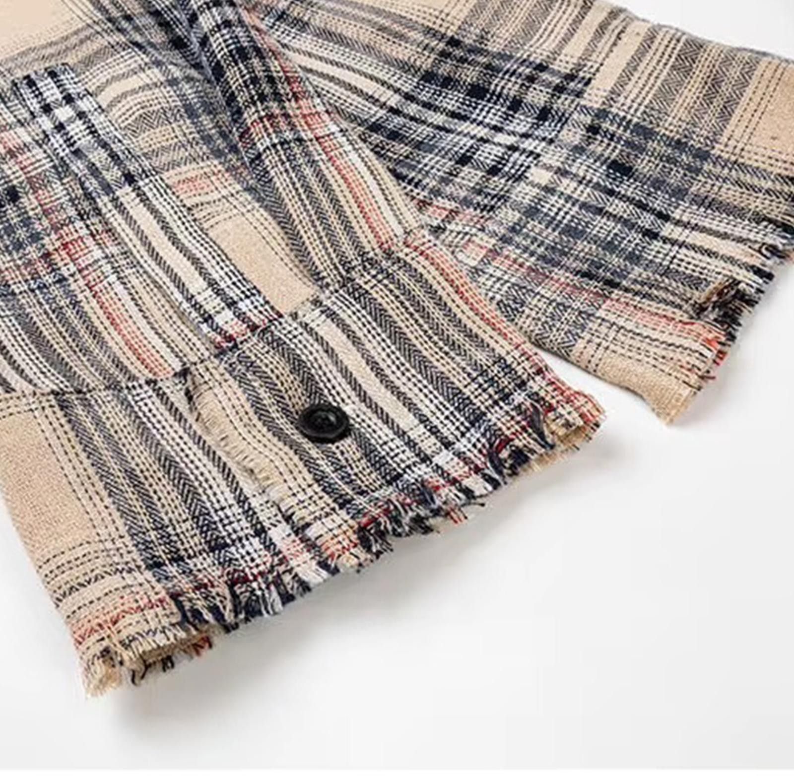 Japanese Brand Red Plaid Frayed Hem Casual Shirt, Long Sleeve Shirt Size US M / EU 48-50 / 2 - 7 Thumbnail