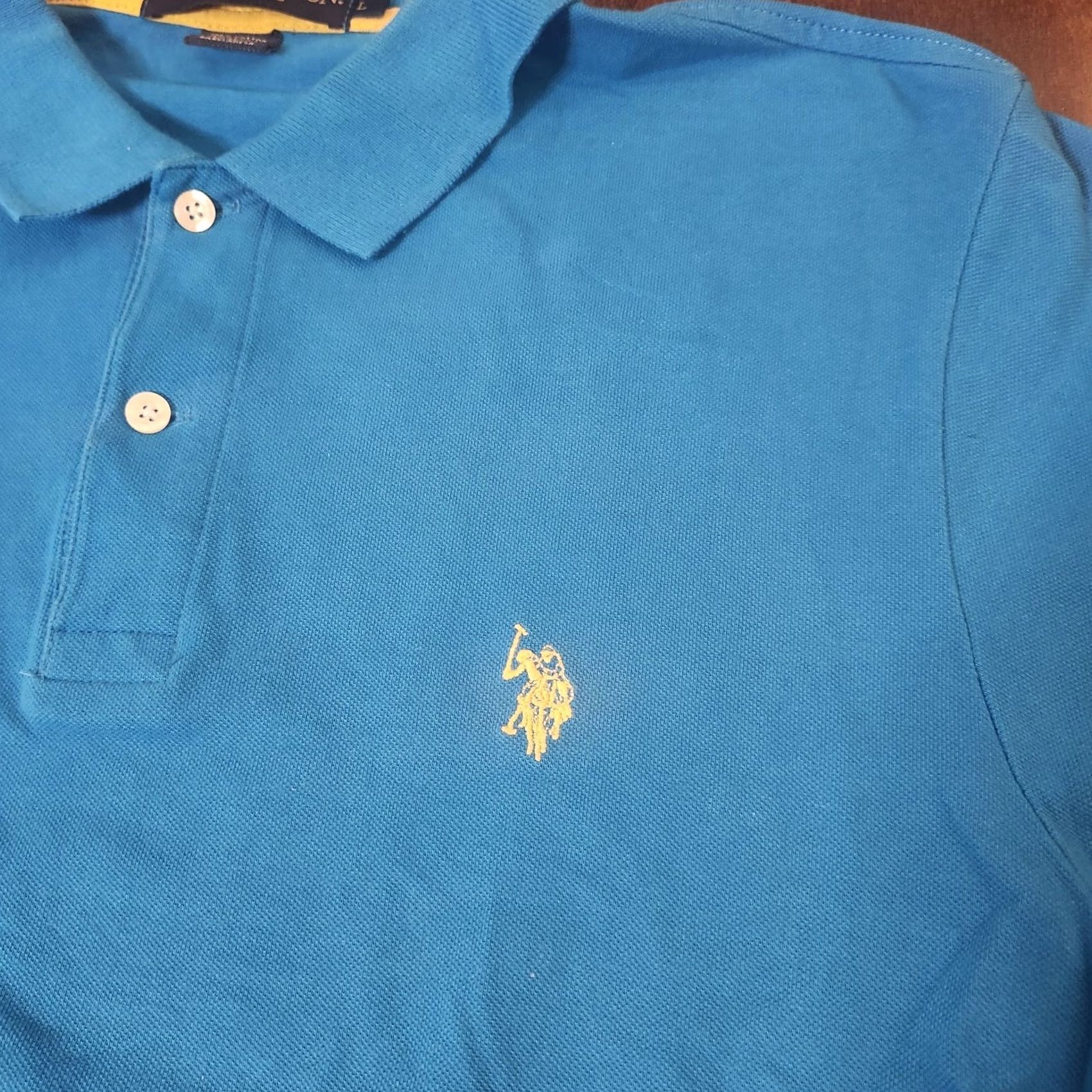 Vintage US Polo Assn. Men's Polo Shirt Blue Short Sleeve Large Regular Cotton Solid Collared Logo Sports Golf Walking Travel Casual Spring Summer Fall Mens Size US L / EU 52-54 / 3 - 5 Thumbnail