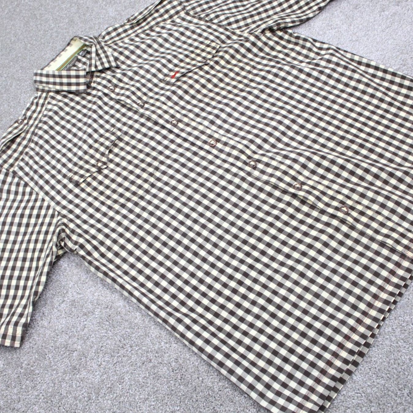 Vintage A. Tiziano Shirt Mens 3XL XXXL Brown/Yellow Plaid Long Sleeve Cotton Button Up Shirt Size US XXL / EU 58 / 5 - 5 Thumbnail