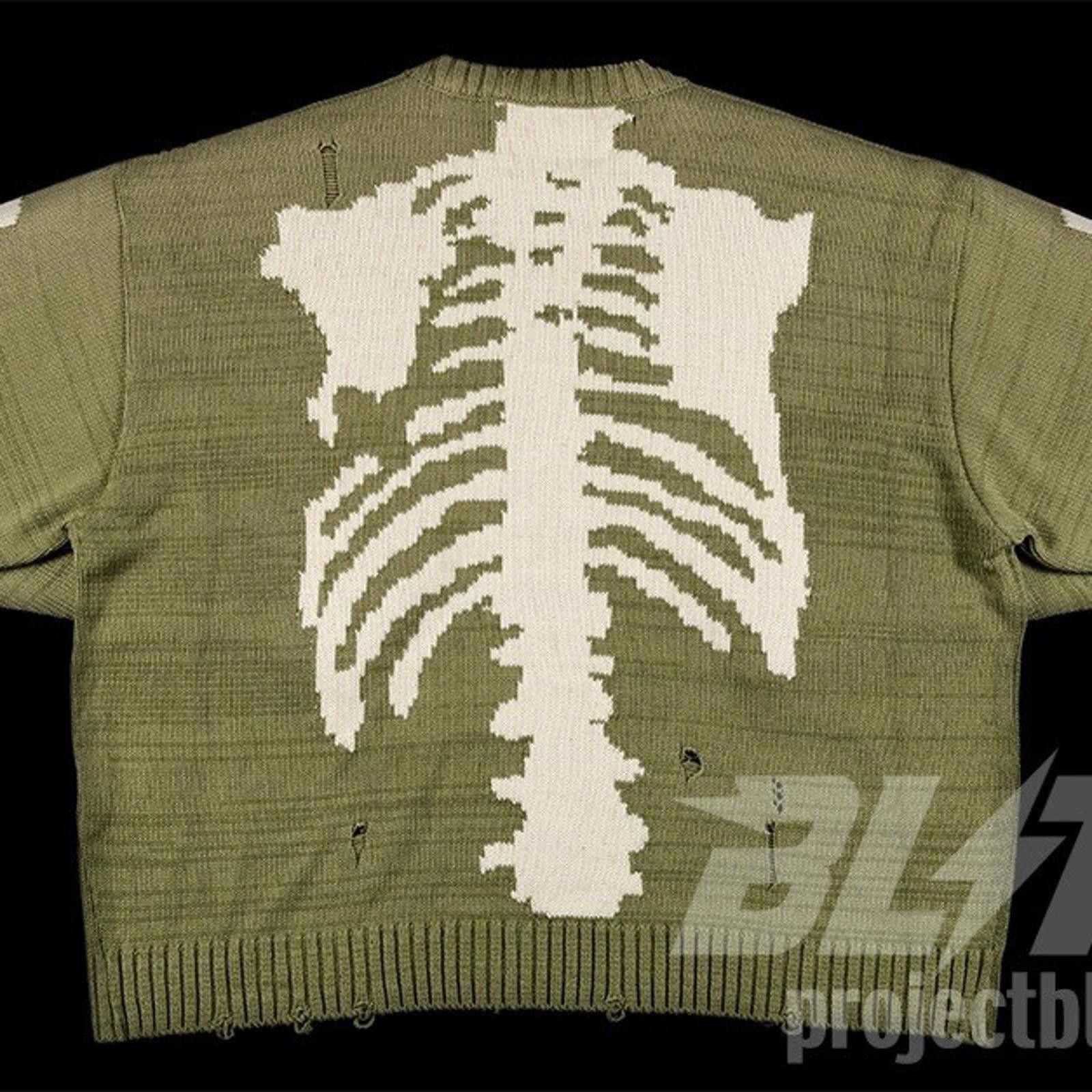 Kapital Kapital 5G Cotton Knit Bone Crew Sweater Khaki Size