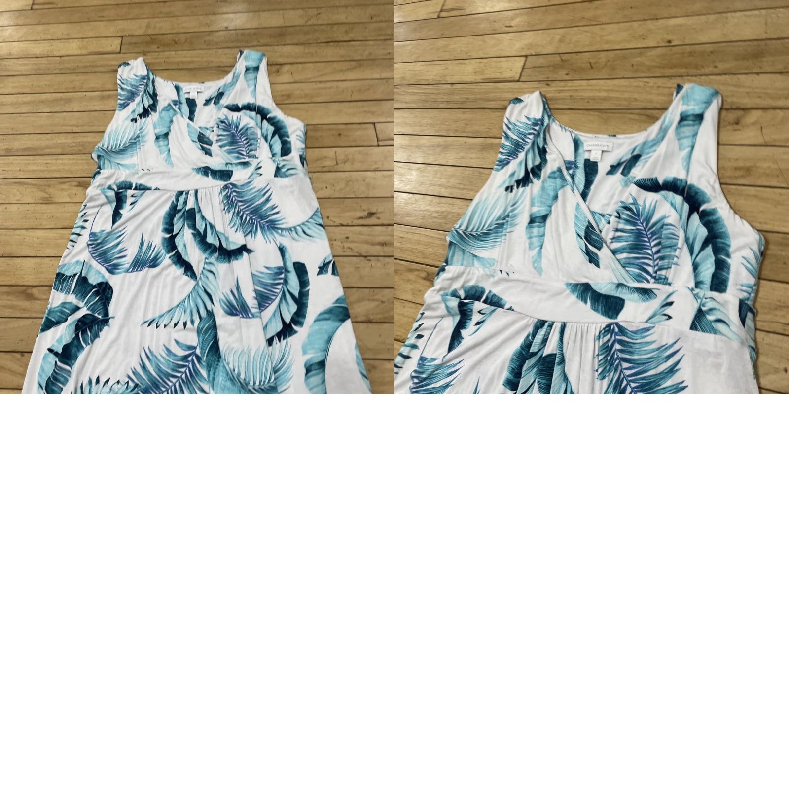 Charter Club Charter Club Hawaiian Floral Dress Women L White Cream Blue Beach Aloha Leaves Maxi, Sleeveless, Pullover, Floral Pattern, Casual, Summer, Spring Size L / US 10 / IT 46 - 10 Thumbnail