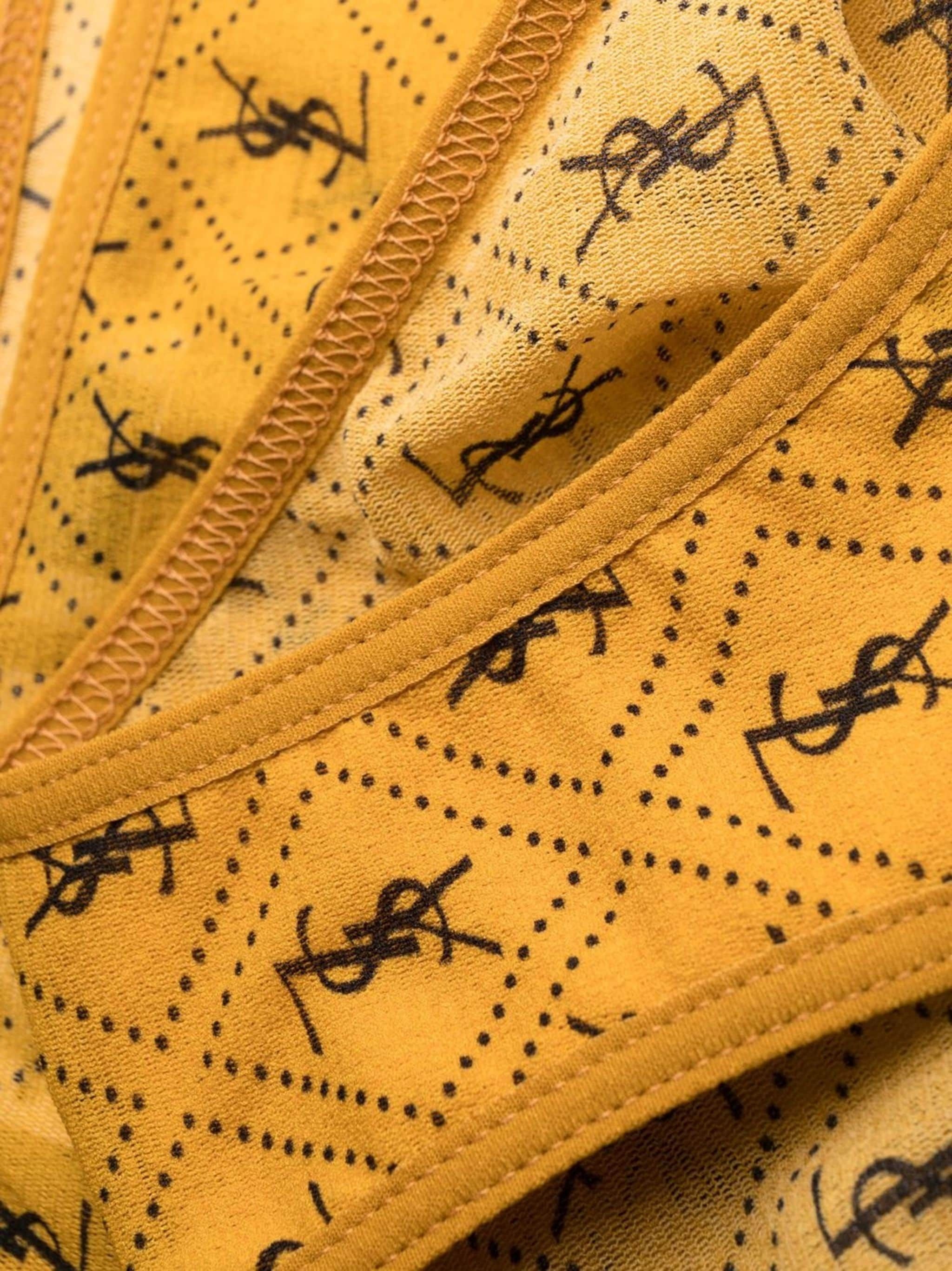 Saint Laurent Paris oc11z10526 Size: M All Over Logo Underwear in Jaune & Noir Size ONE SIZE - 3 Thumbnail