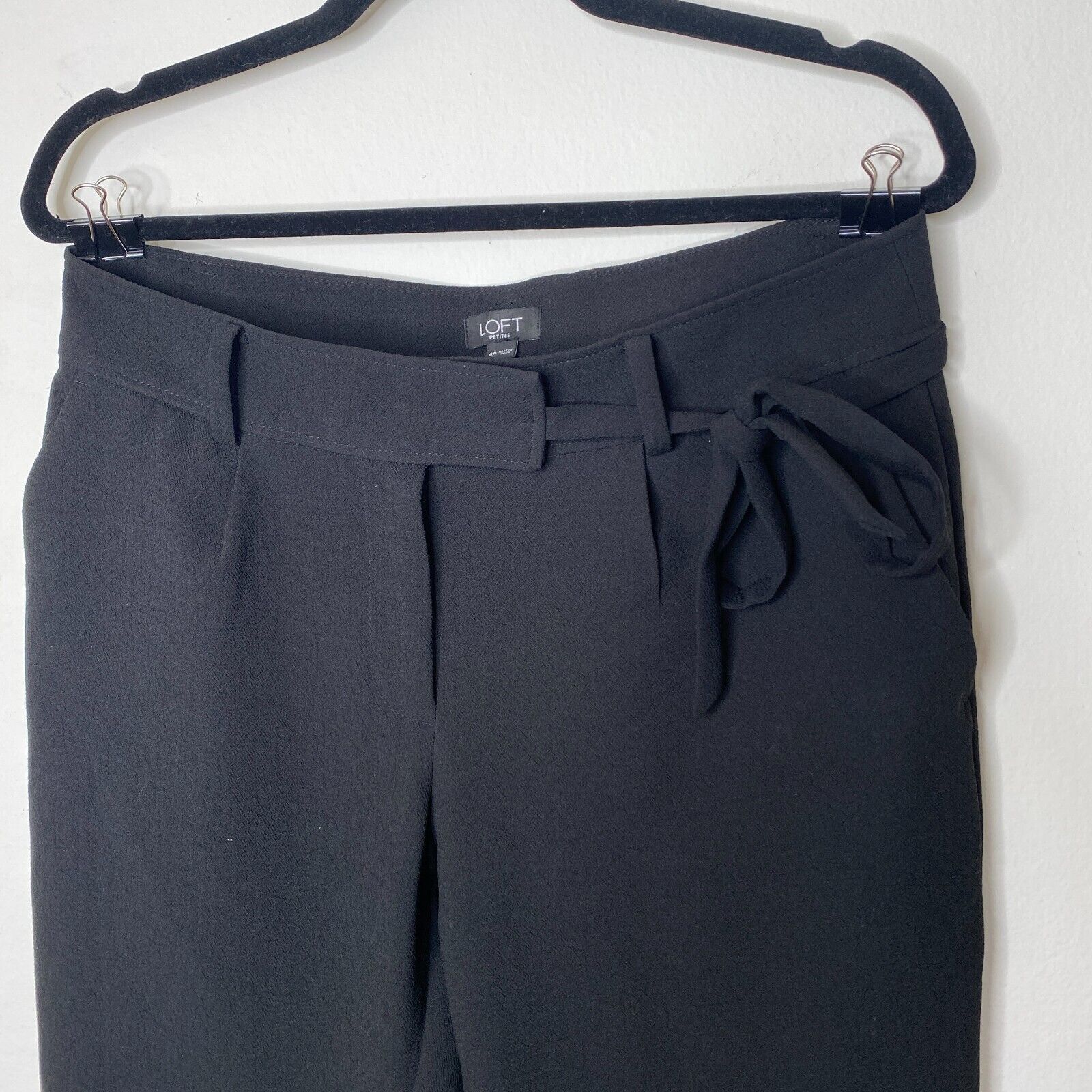 Loft Loft Jet Black Capri Trouser Cute Tie Front 6 Petite Size 28" / US 6 / IT 42 - 2 Thumbnail
