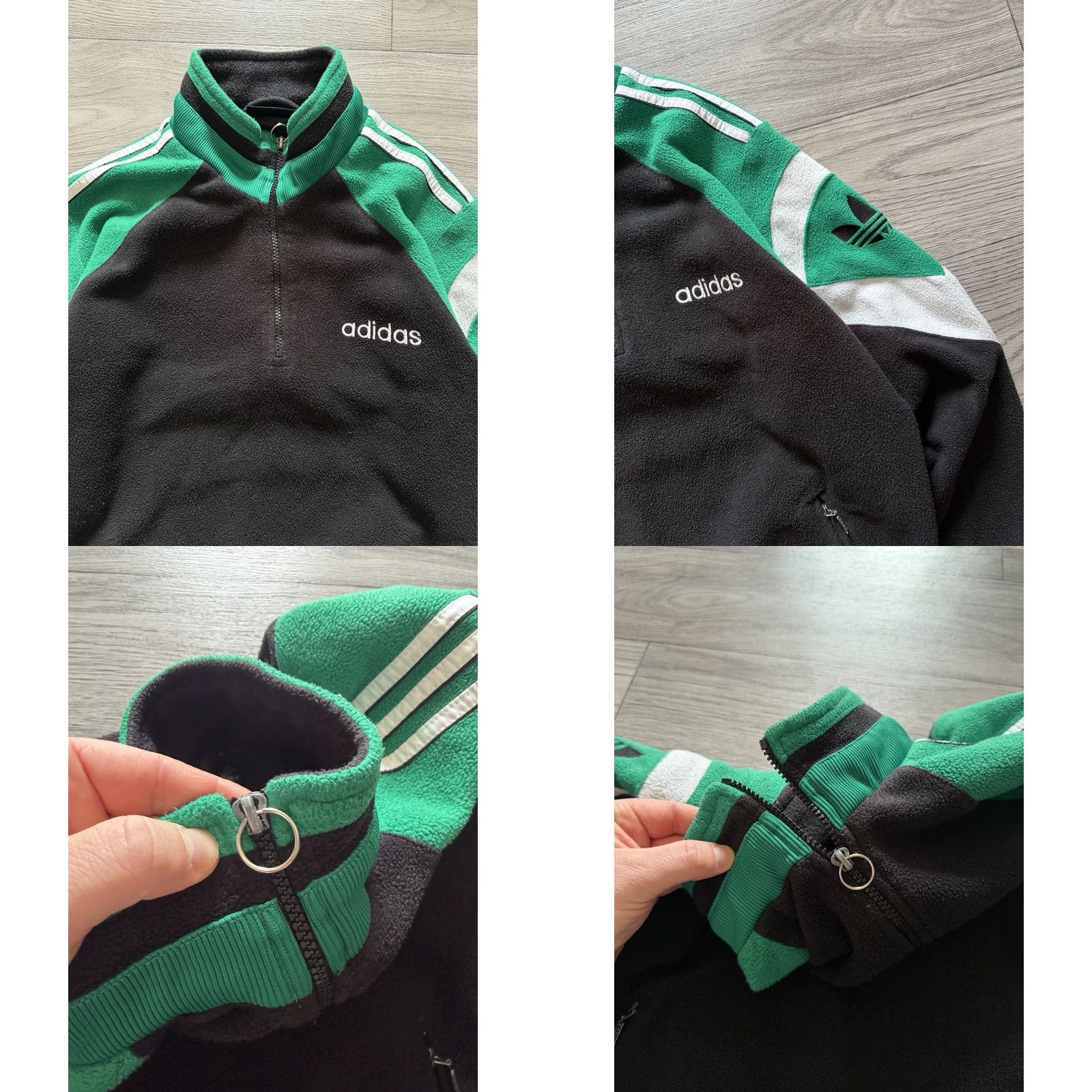 Adidas Adidas Fleece 1/4 Zip Pullover Black/Green White Mens S 1/4 Zip Pullover Sweatshirt 1990s Vintage Clothing Size US S / EU 44-46 / 1 - 8 Thumbnail