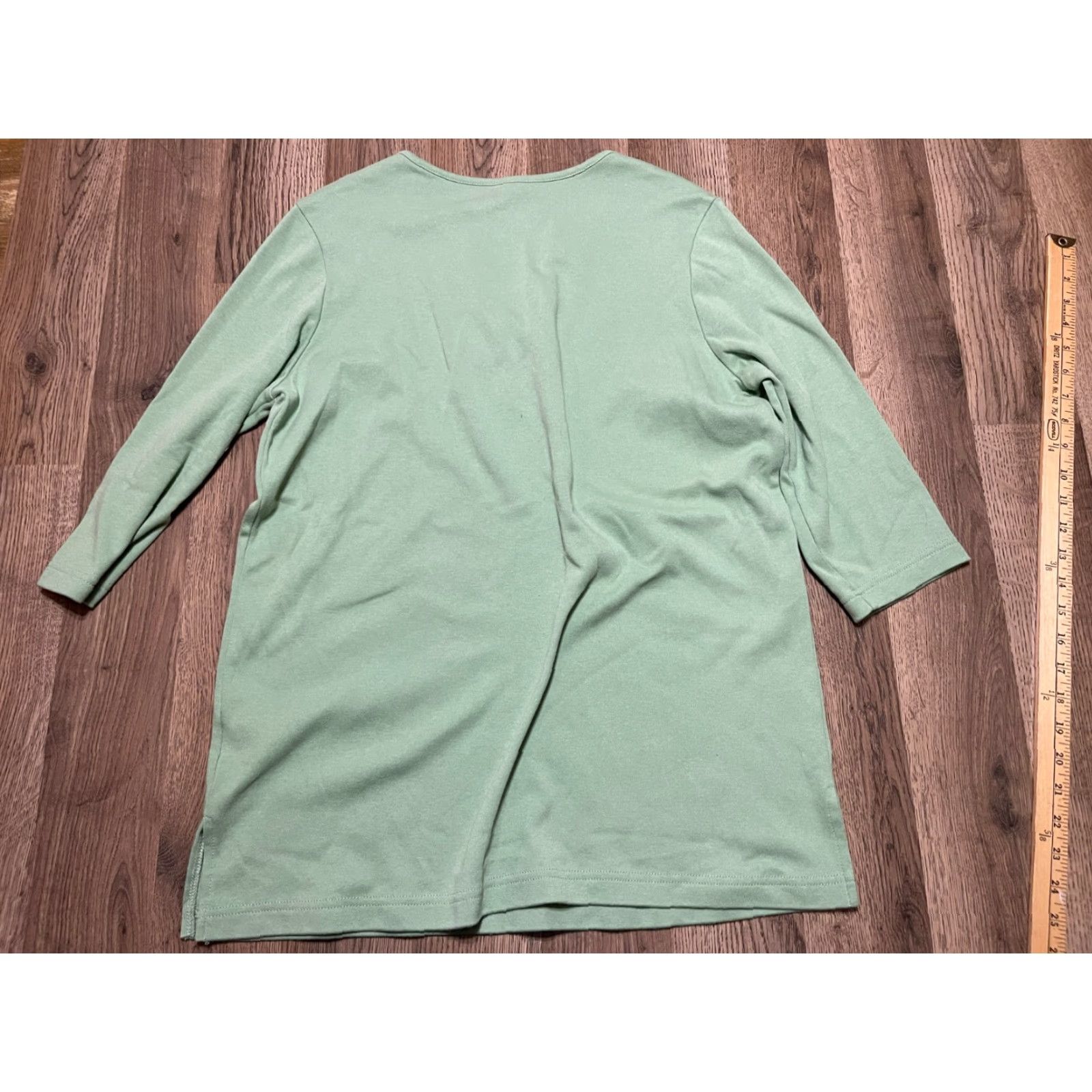 Blair Blair Shirt Womens Medium Green White V-neck 3/4 Sleeve Casual Regular T-Shirt Shirt Womens Size M Vintage No Size M / US 6-8 / IT 42-44 - 2 Thumbnail