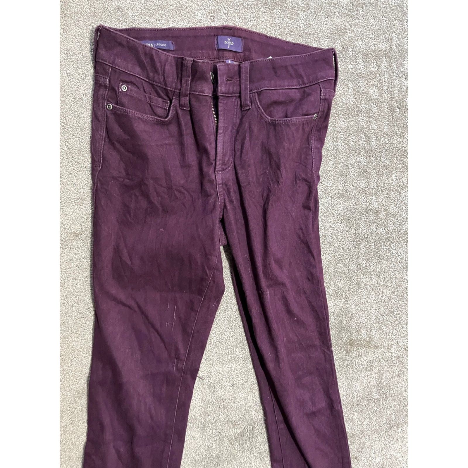 NYDJ NYDJ Alina Mid Rise Stretch Jegging Jeans Womens Size 4 Maroon Burgundy Denim Size 27" / US 4 / IT 40 - 3 Thumbnail