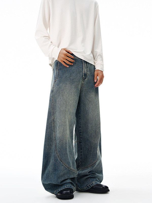 Vintage American street style retro curved blade patchwork jeans Size US 32 / EU 48 - 4 Thumbnail