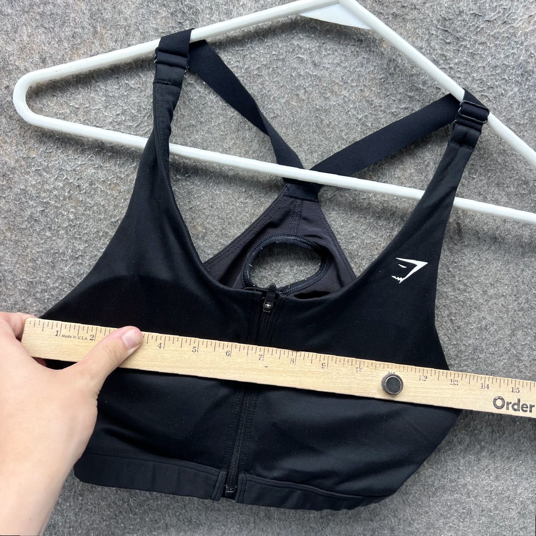 Gymshark Gymshark Sports Bra Womens Medium Black Zip Front Crossback Athletic Gym Yoga Size ONE SIZE - 4 Thumbnail