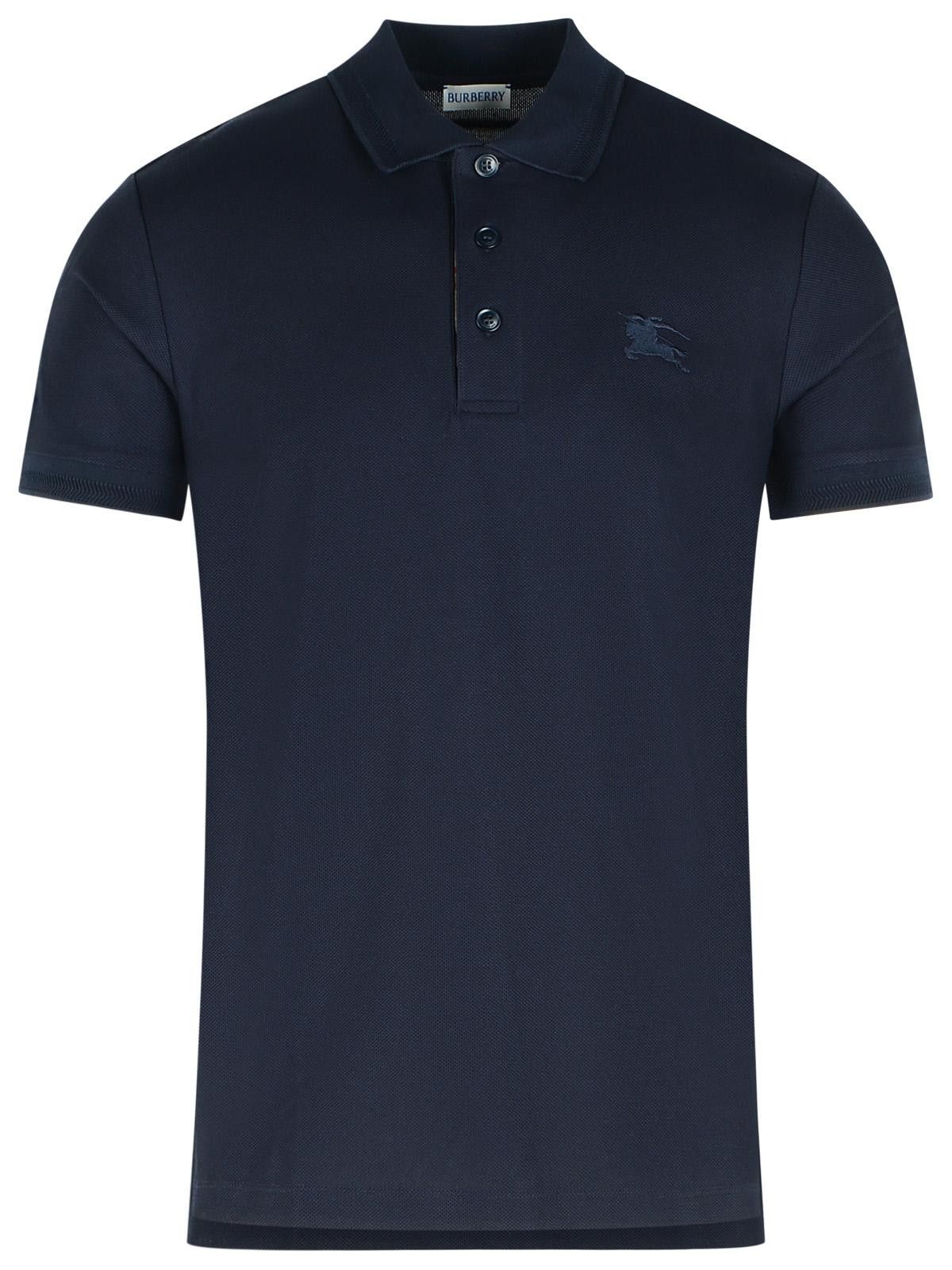 BURBERRY \'Eddie\' Polo Shirt In Blue Cotton