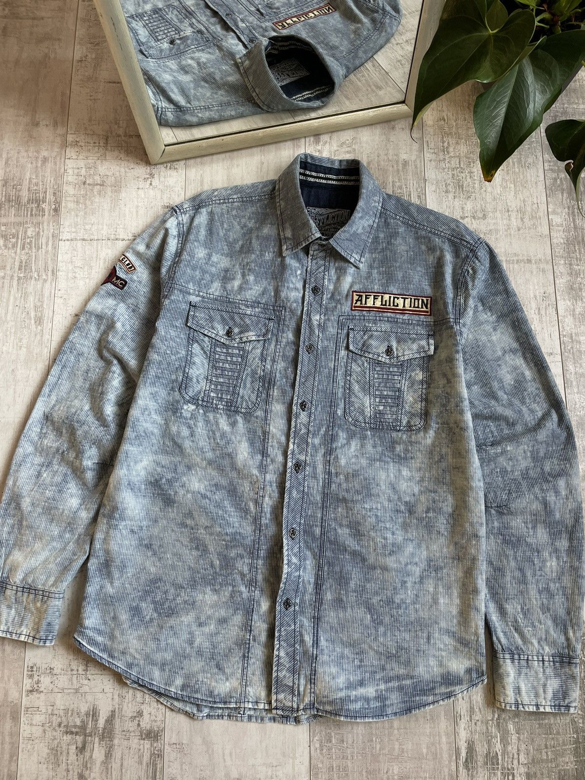 Affliction Vintage Y2K Affliction Shirt Long Sleeve 00’s Big Logo RARE Size US L / EU 52-54 / 3 - 3 Thumbnail