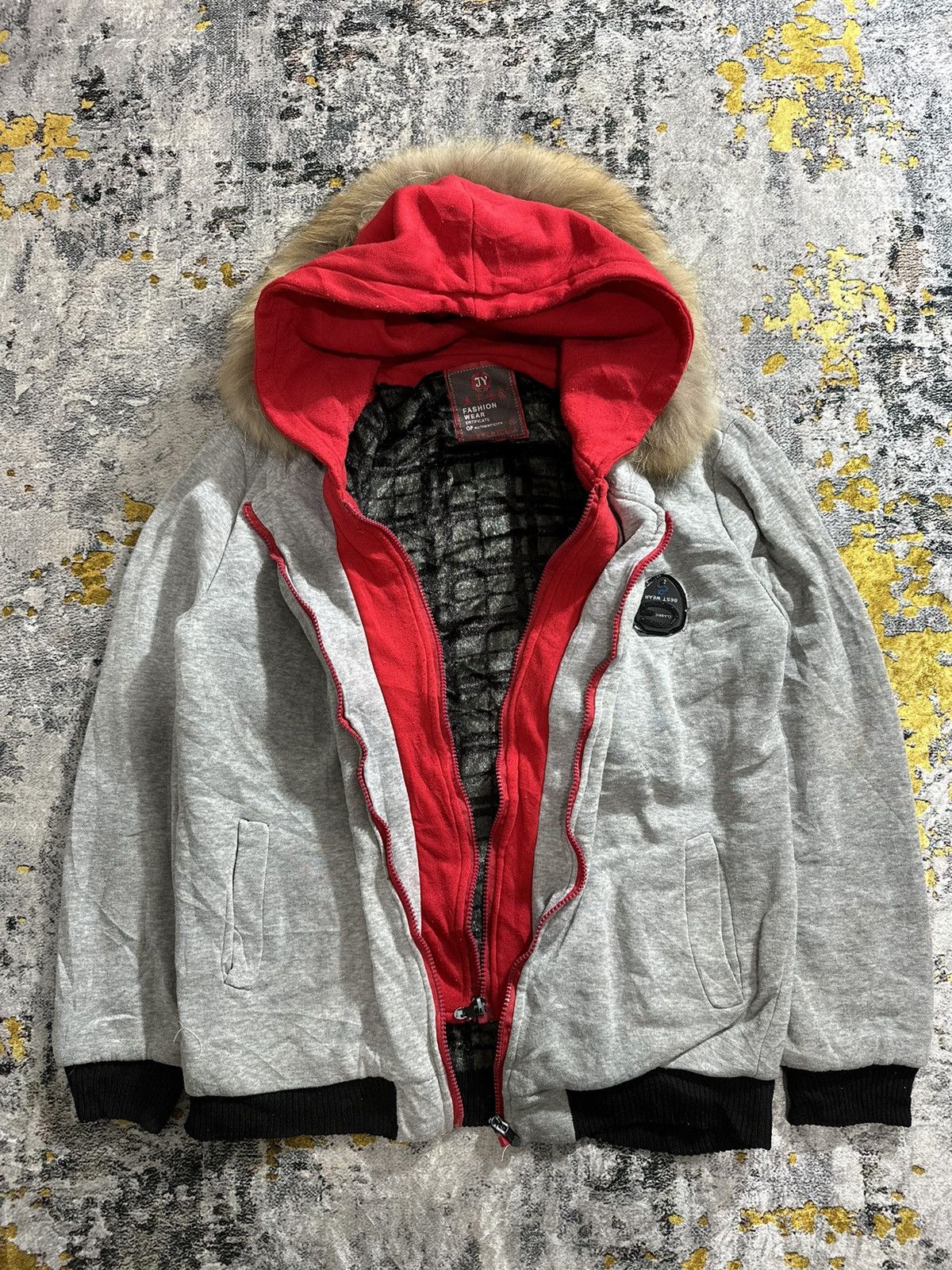 lgb パーカー　if six was nine hyde IF SIX WAS NINE LGB STYLE DOUBLE LAYER FUR ZIP UP HOODIE