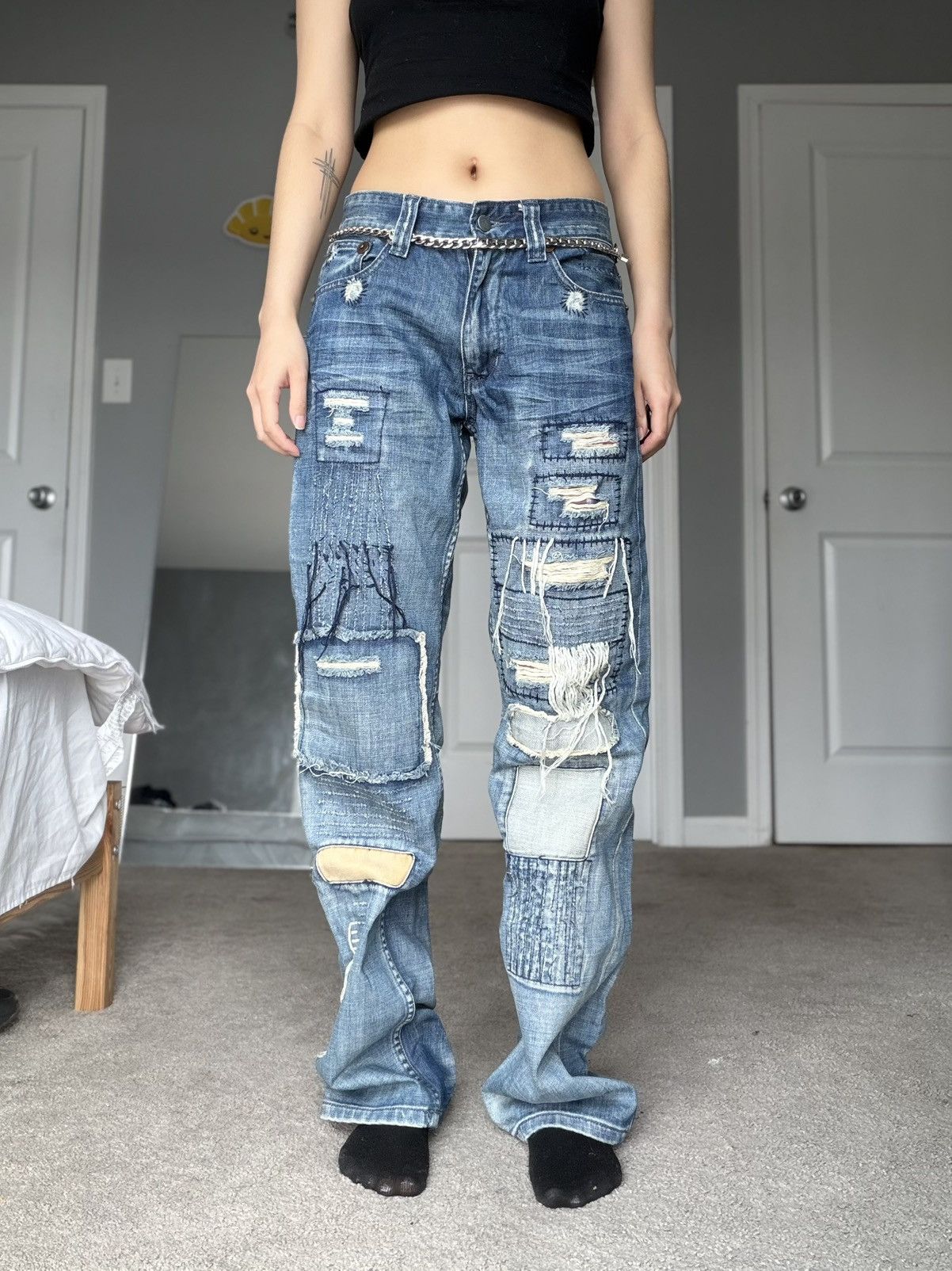 Vintage Vintage Patchwork Distressed Denim Size US 30 / EU 46 - 1 Thumbnail