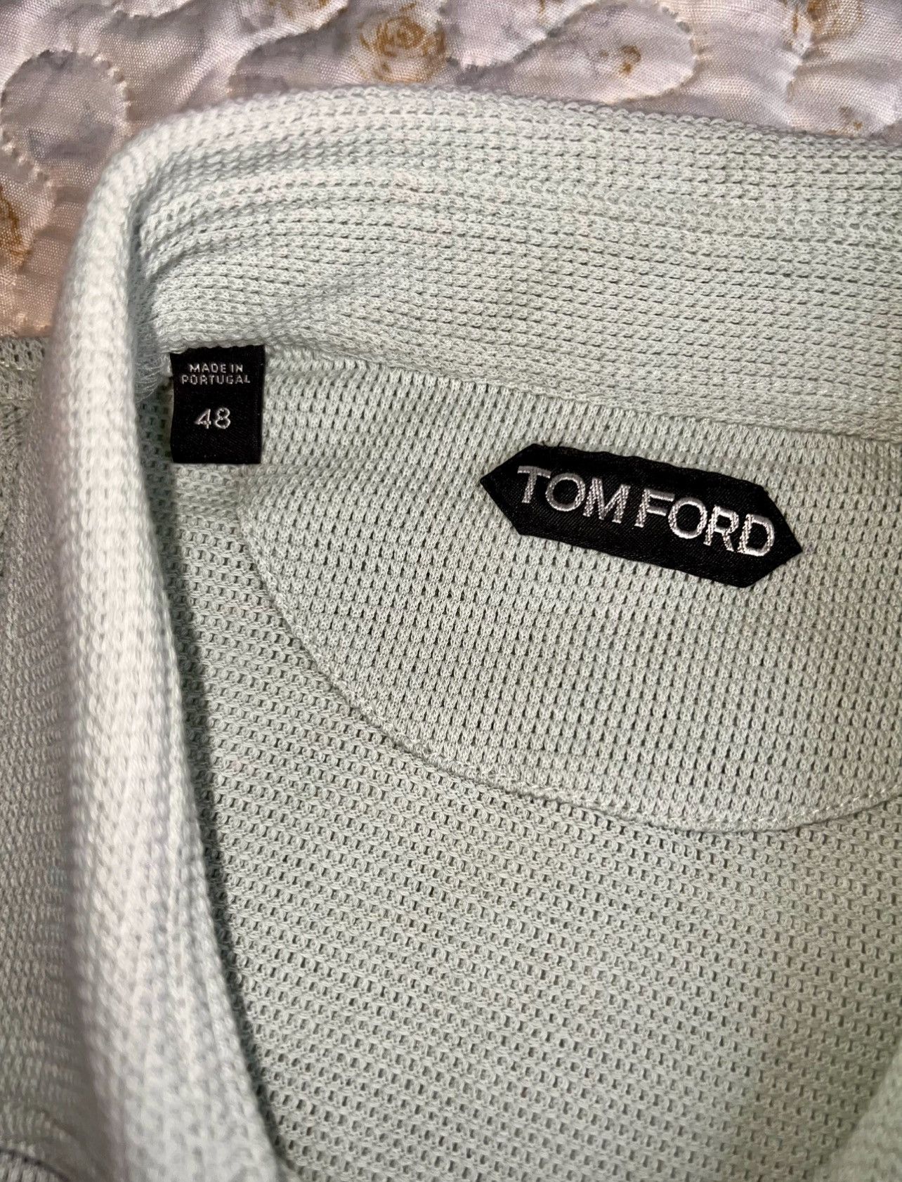 48 Tom Ford Polo Shirt light grey knit breath texture button