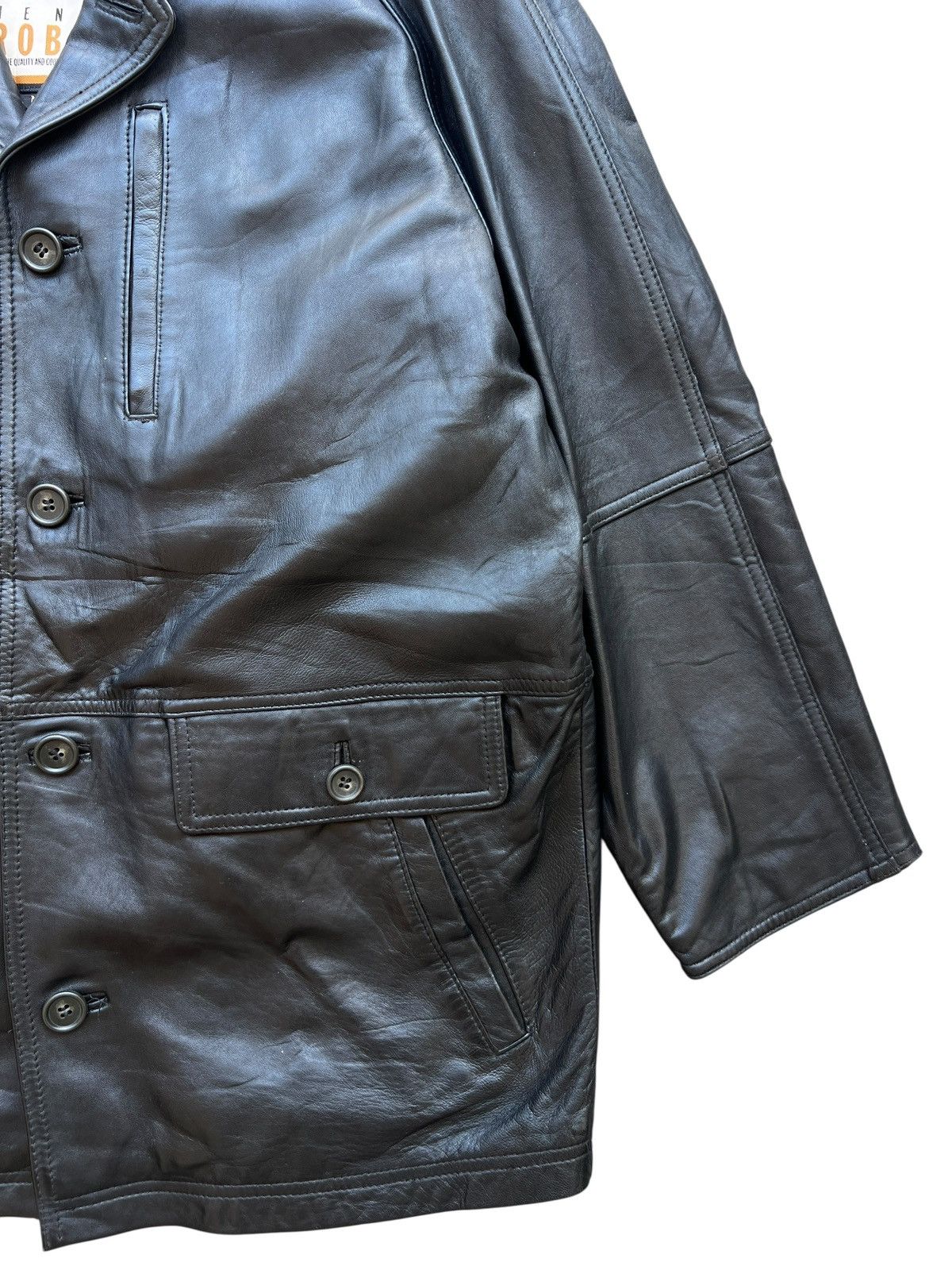Vintage Vintage 90s Men’s Robo Black Leather Coat Jacket Size US L / EU 52-54 / 3 - 7 Thumbnail
