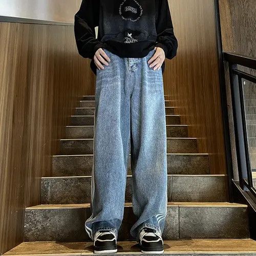 Japanese Brand Matsuzaka x Son Baggy Blue Track Denim Jeans Size US 34 / EU 50 - 3 Thumbnail