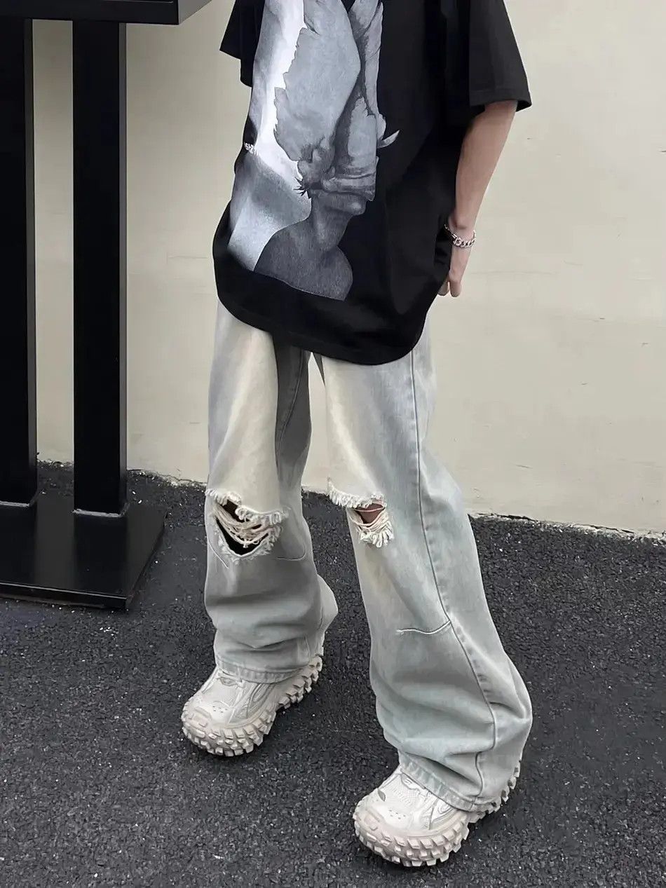 Japanese Brand Retro washed distressed jeans Size US 32 / EU 48 - 2 Thumbnail