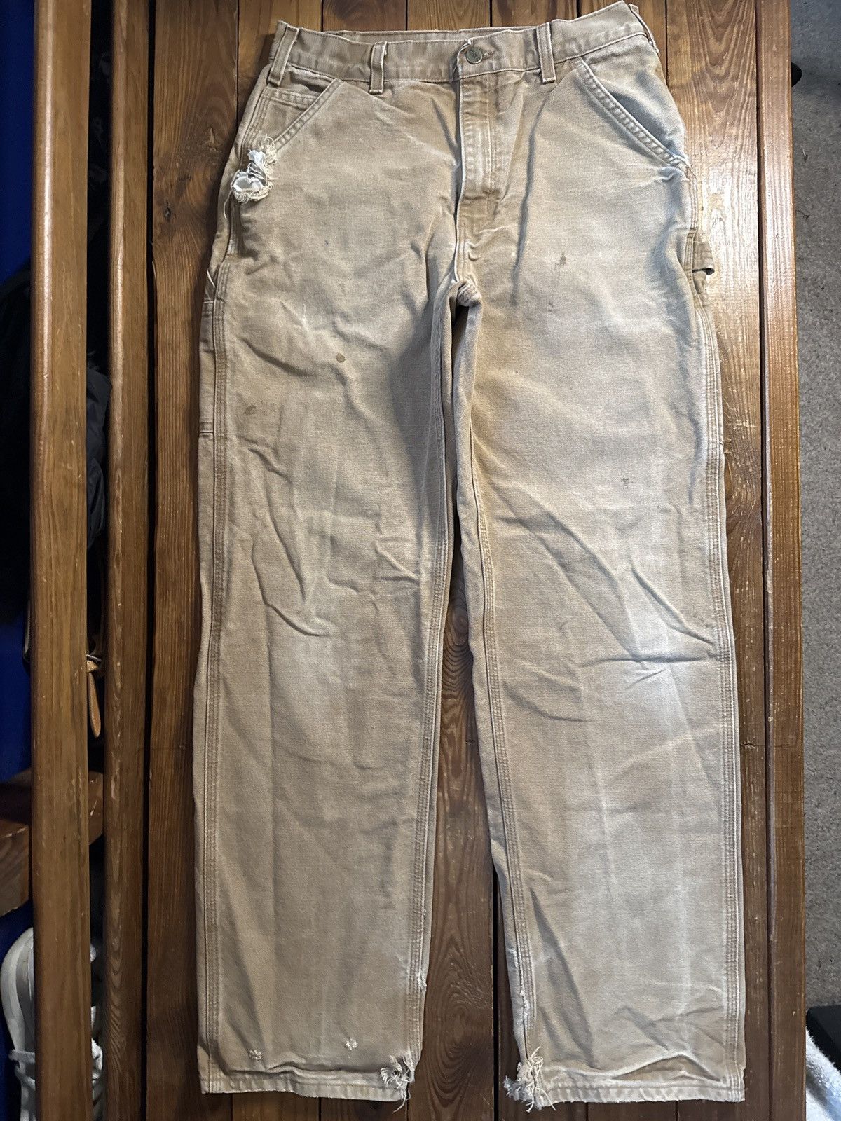 Carhartt Vintage Carhartt Tan Faded Distressed Carpenter Work Pants Size US 30 / EU 46 - 2 Thumbnail