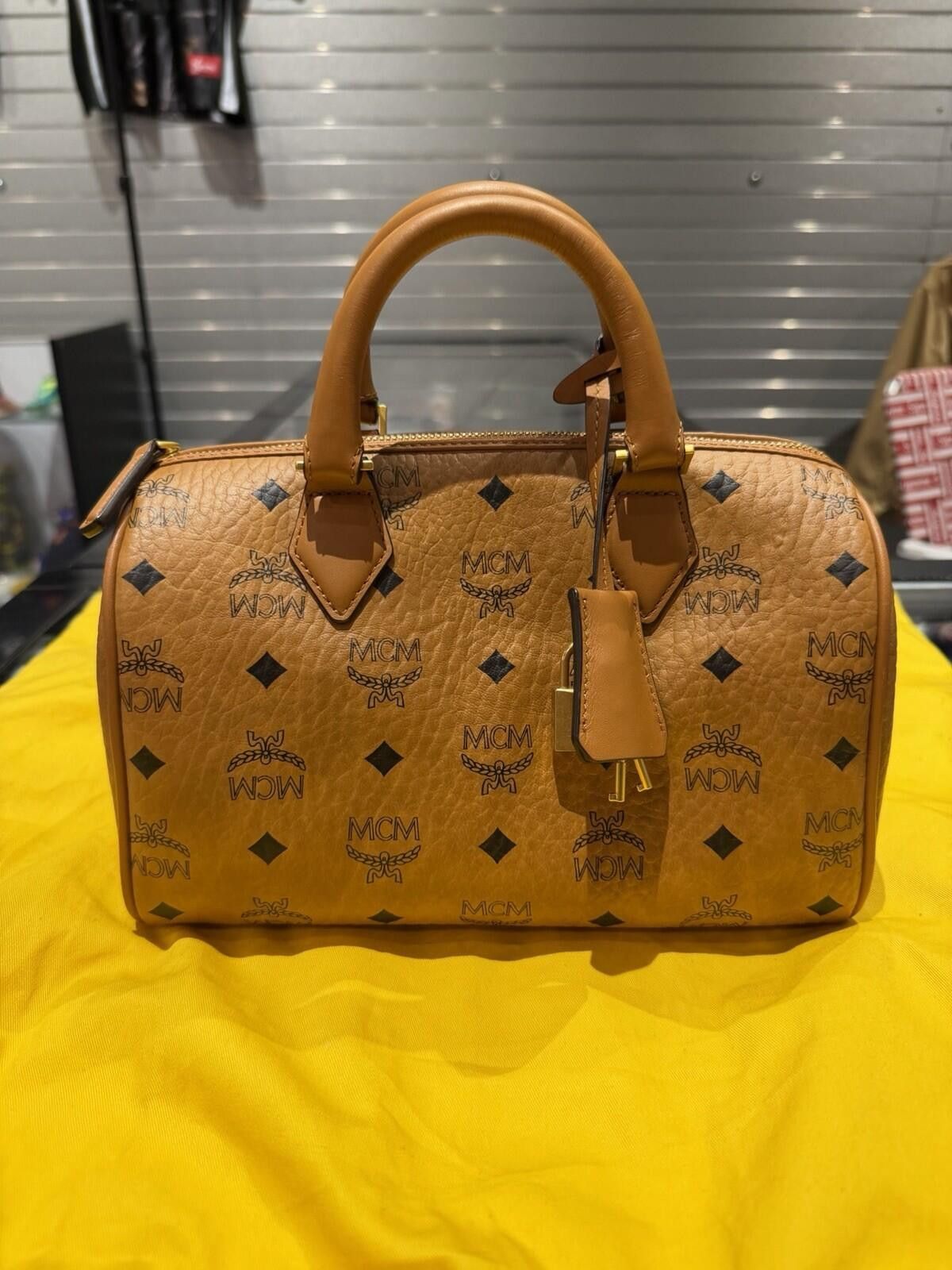 MCM MCM Visetos Monogram Cognac Boston Crossbody Handbag $980 Size ONE SIZE - 1 Thumbnail