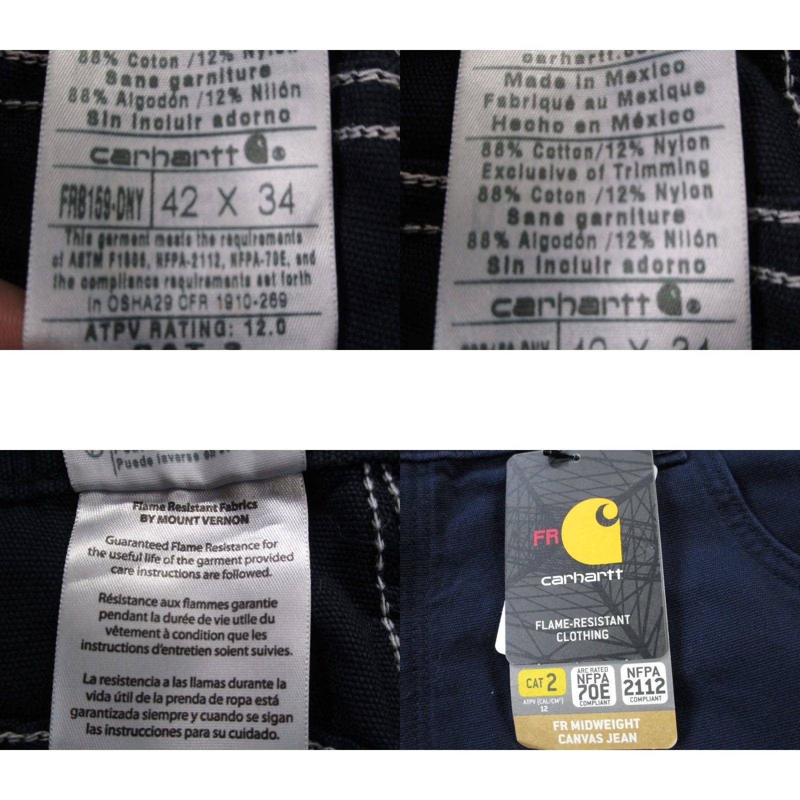 Carhartt Carhartt Pants Mens 42 X 34 Blue Original Fit Cat 2 Flame Resistant Jeans NEW Size US 42 / EU 58 - 8 Thumbnail