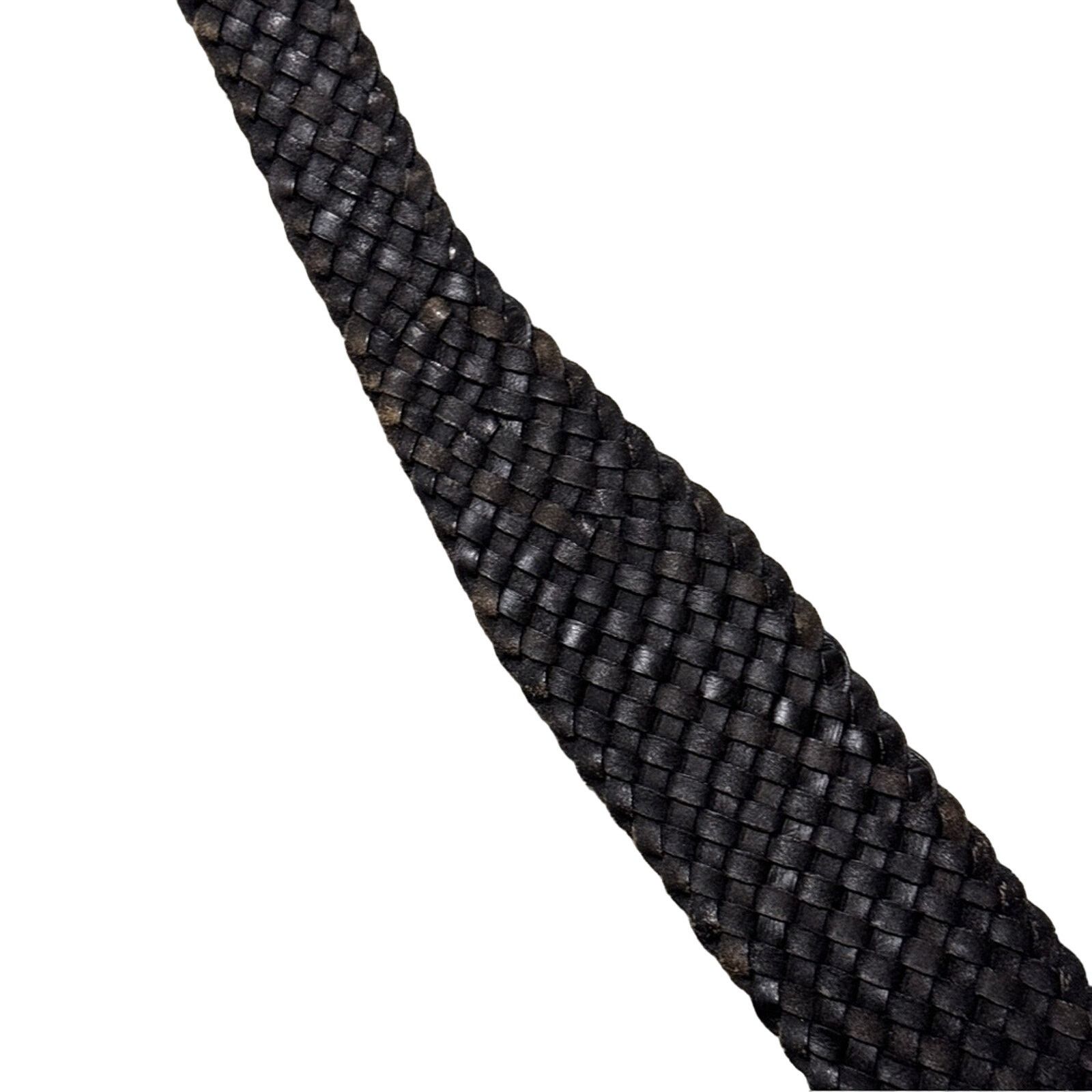 Fossil Fossil Woven Braided Leather Belt Black Size M Size ONE SIZE - 3 Thumbnail