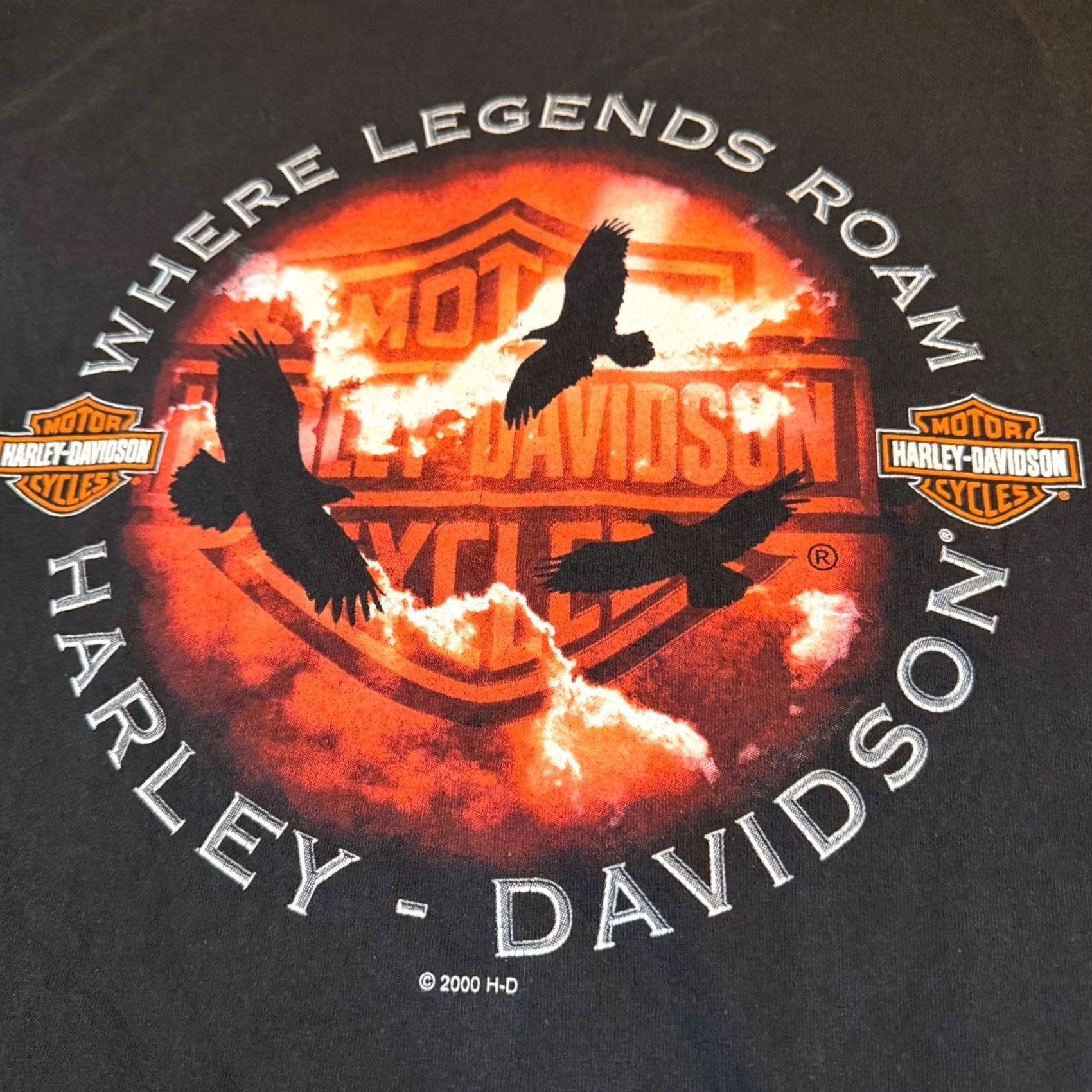 Harley Davidson VINTAGE Harley-Davidson T Shirt Men Large Black Eagles Las Vegas Graphic Tee 2000s USA, Quotes, Music, Horse Mens Size US L / EU 52-54 / 3 - 2 Thumbnail